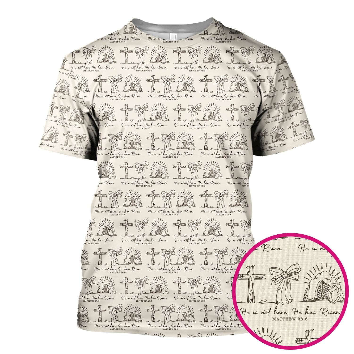 Christian Cross He Is Risen Pattern Scrubs Top, Comfortable Scrubs for Nurses