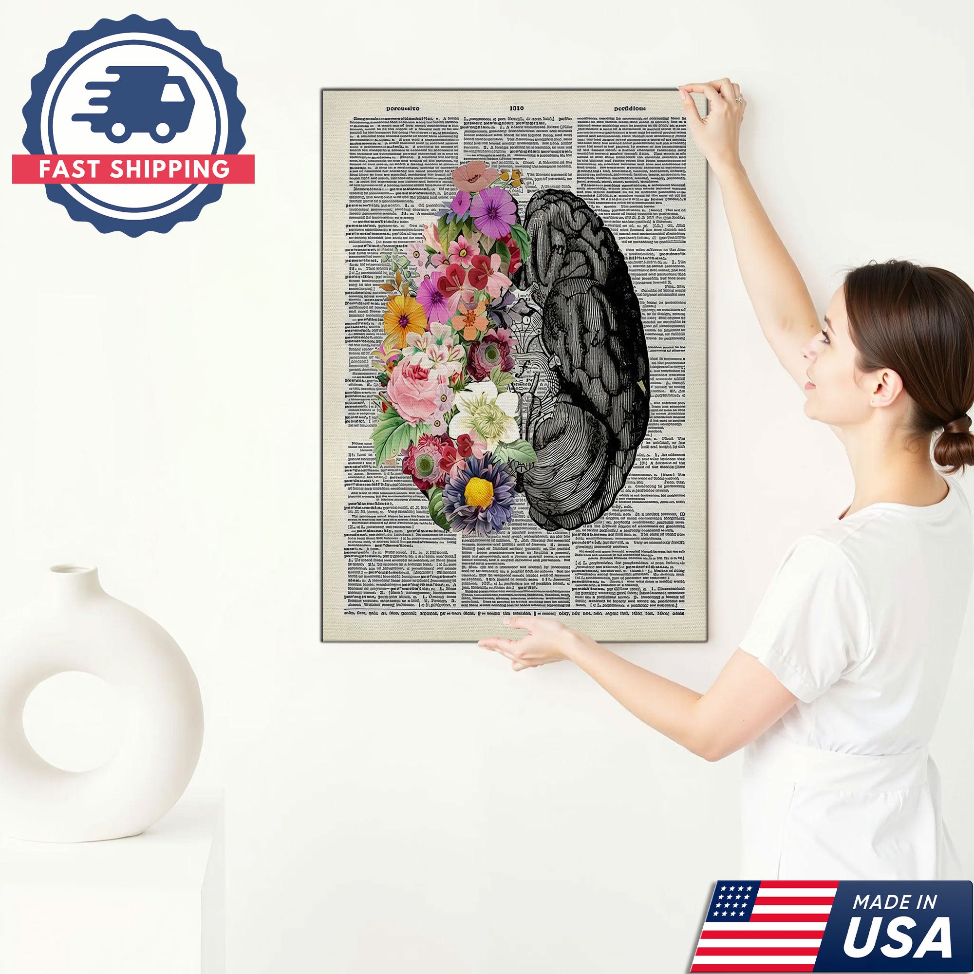 Floral Human Anatomy Nurse Canvas Wall Art, Medical Office Decor