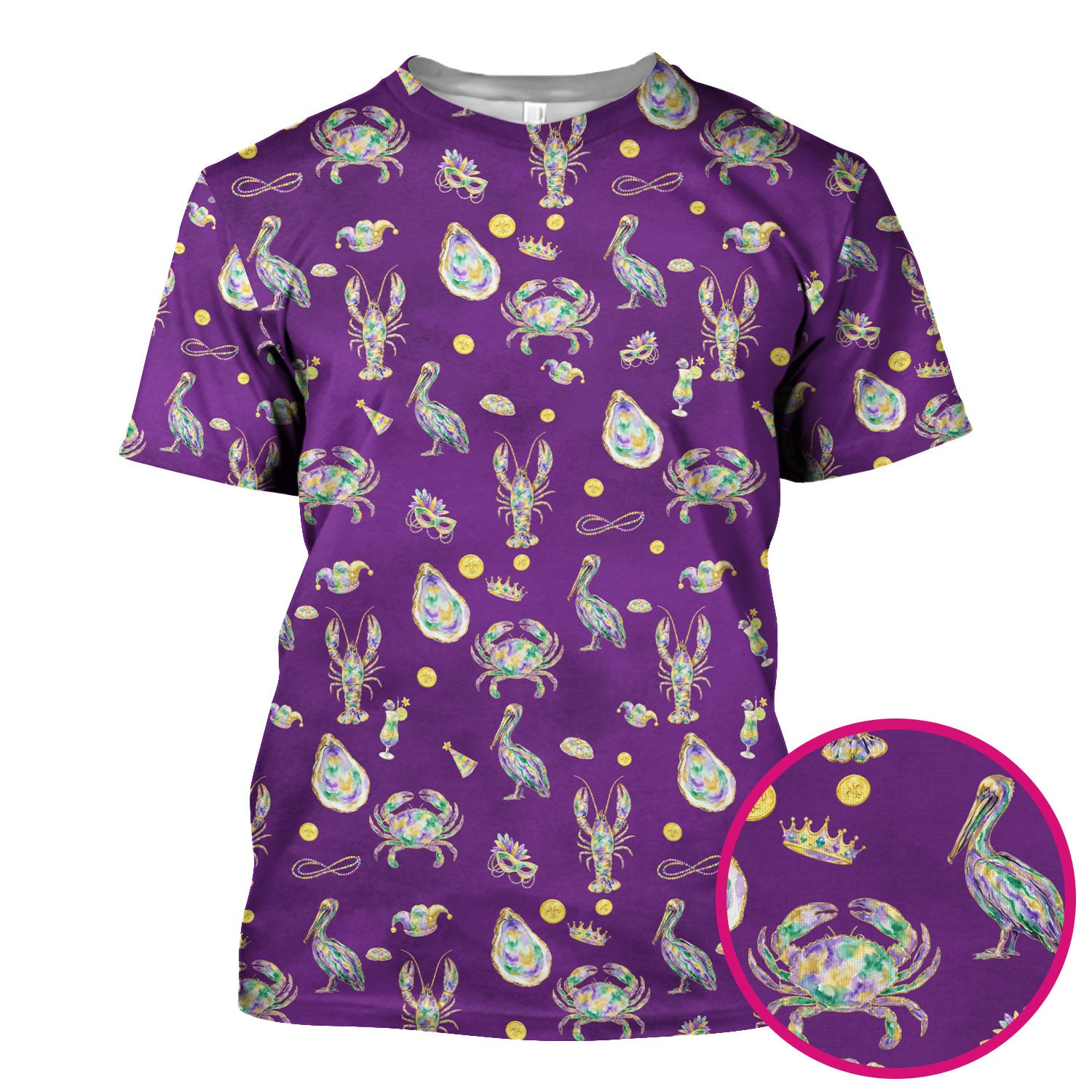 Mardi Gras Seafood Nurse Scrub Top, Comfortable Uniform Scrubs For Nursing
