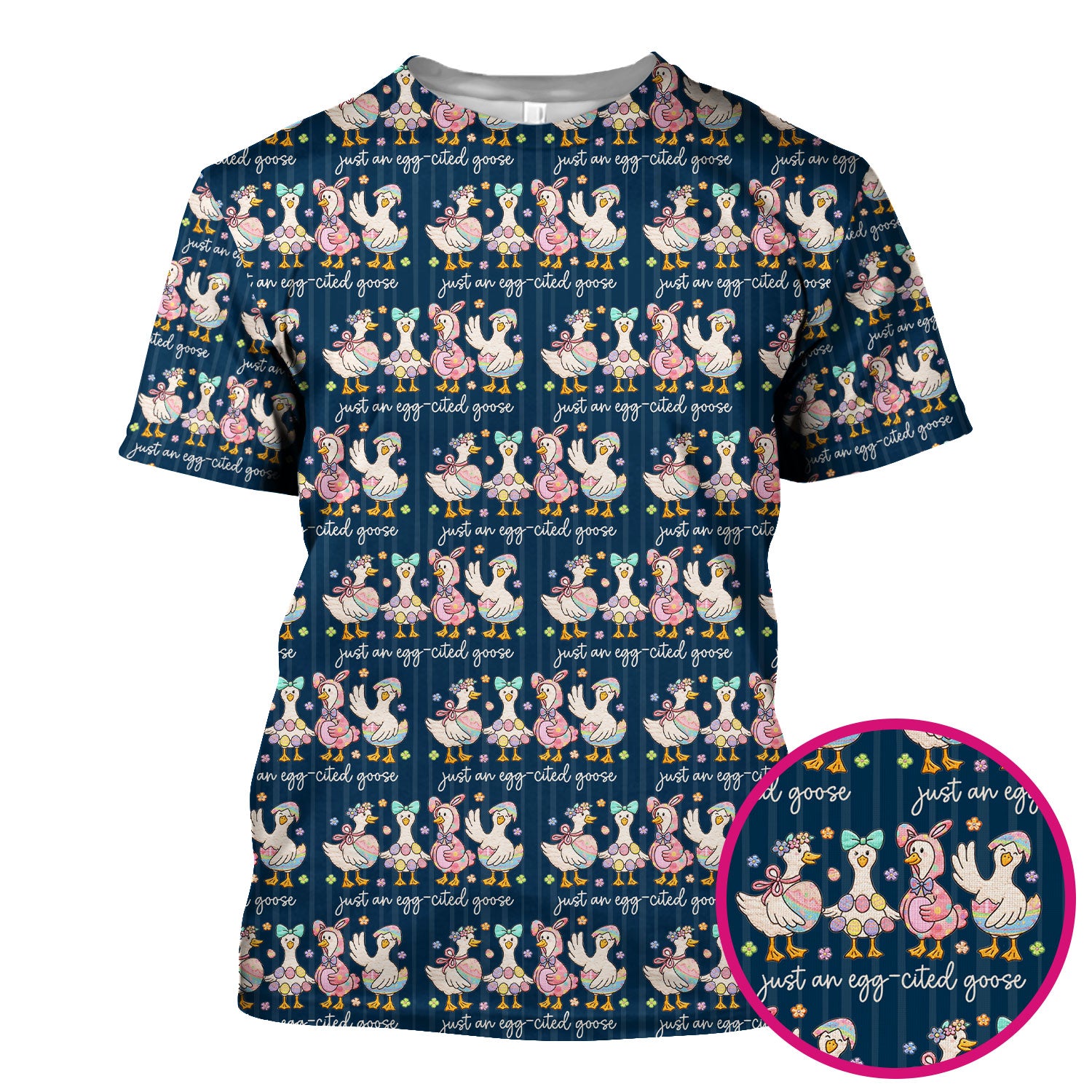 Cute Easter Goose Egg Pattern Scrubs Top, Breathable Fabrics Nursing Uniform