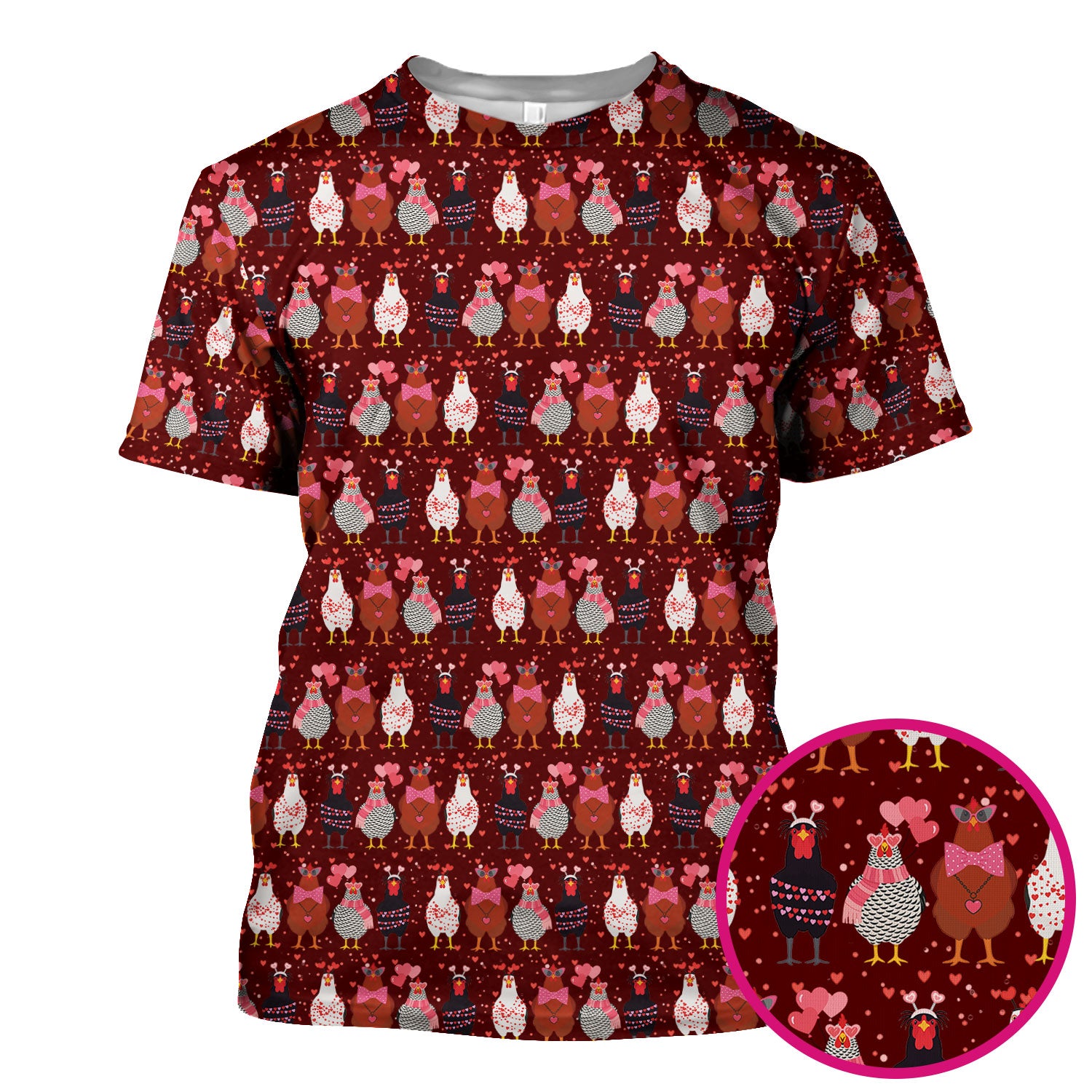 Funny Chicken Valentine Scrub Top, Chicken Pattern Scrub Shirt For Nursing, Valentine Gift For Nurse