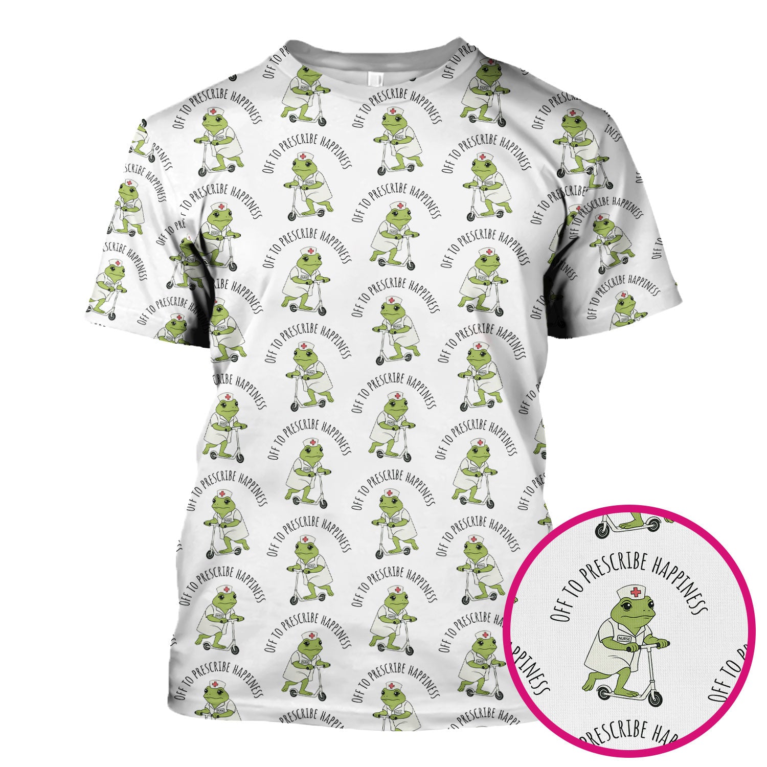 Cute Frog Nurse Off To Prescribe Happiness Scrub Top, Comfortable Scrubs for Nurses