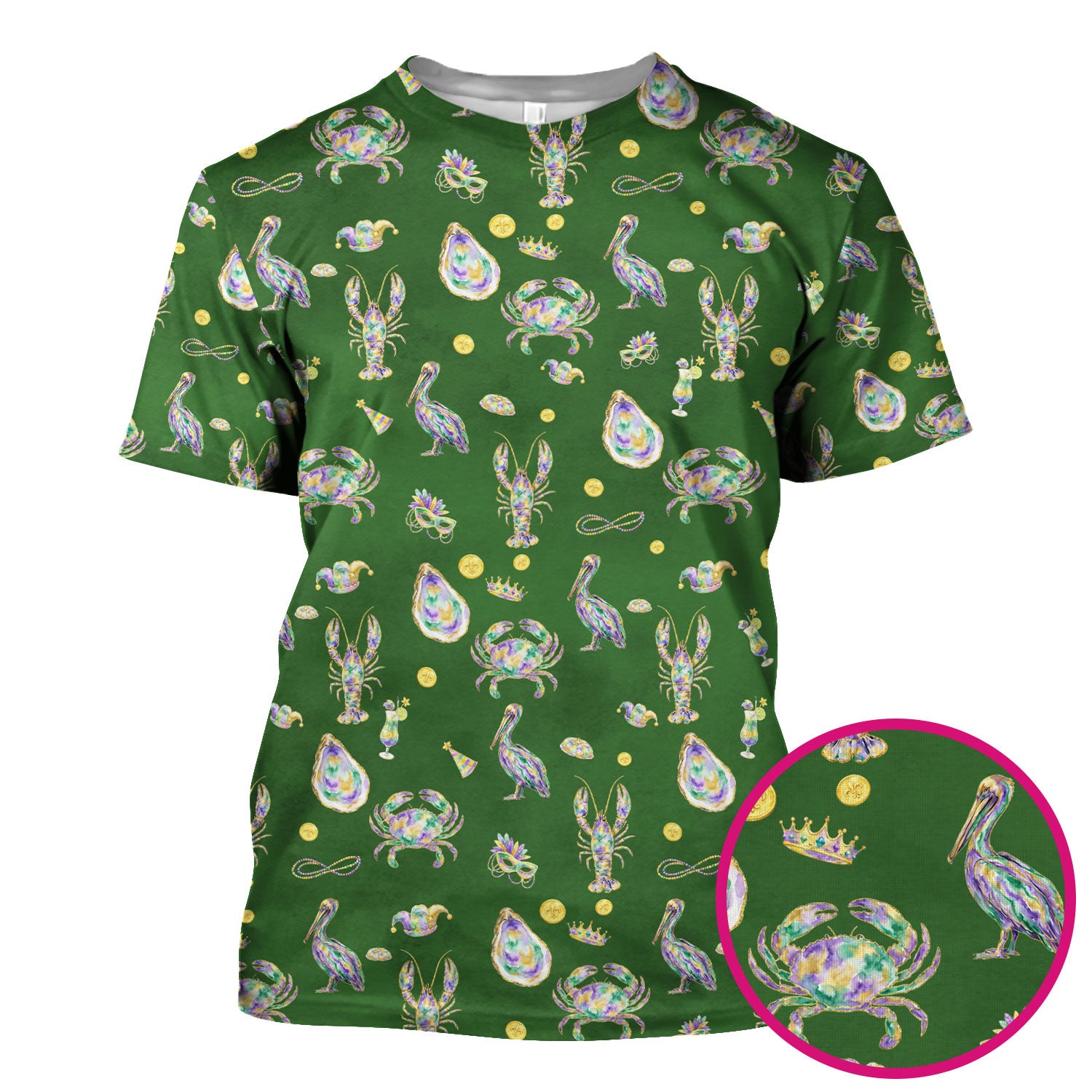 Mardi Gras Seafood Nurse Scrub Top, Comfortable Uniform Scrubs For Nursing