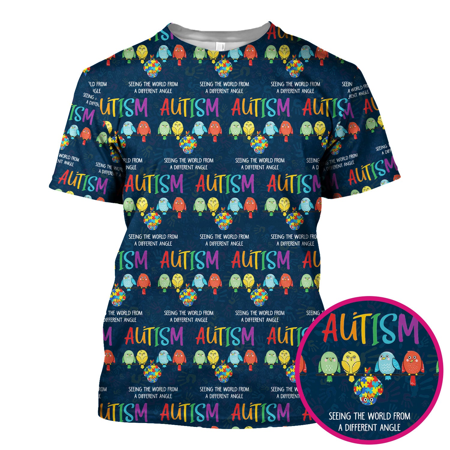 Autism Seeing The World From A Different Angle Birds Scrub Top ,Comfortable Scrubs for Nurses