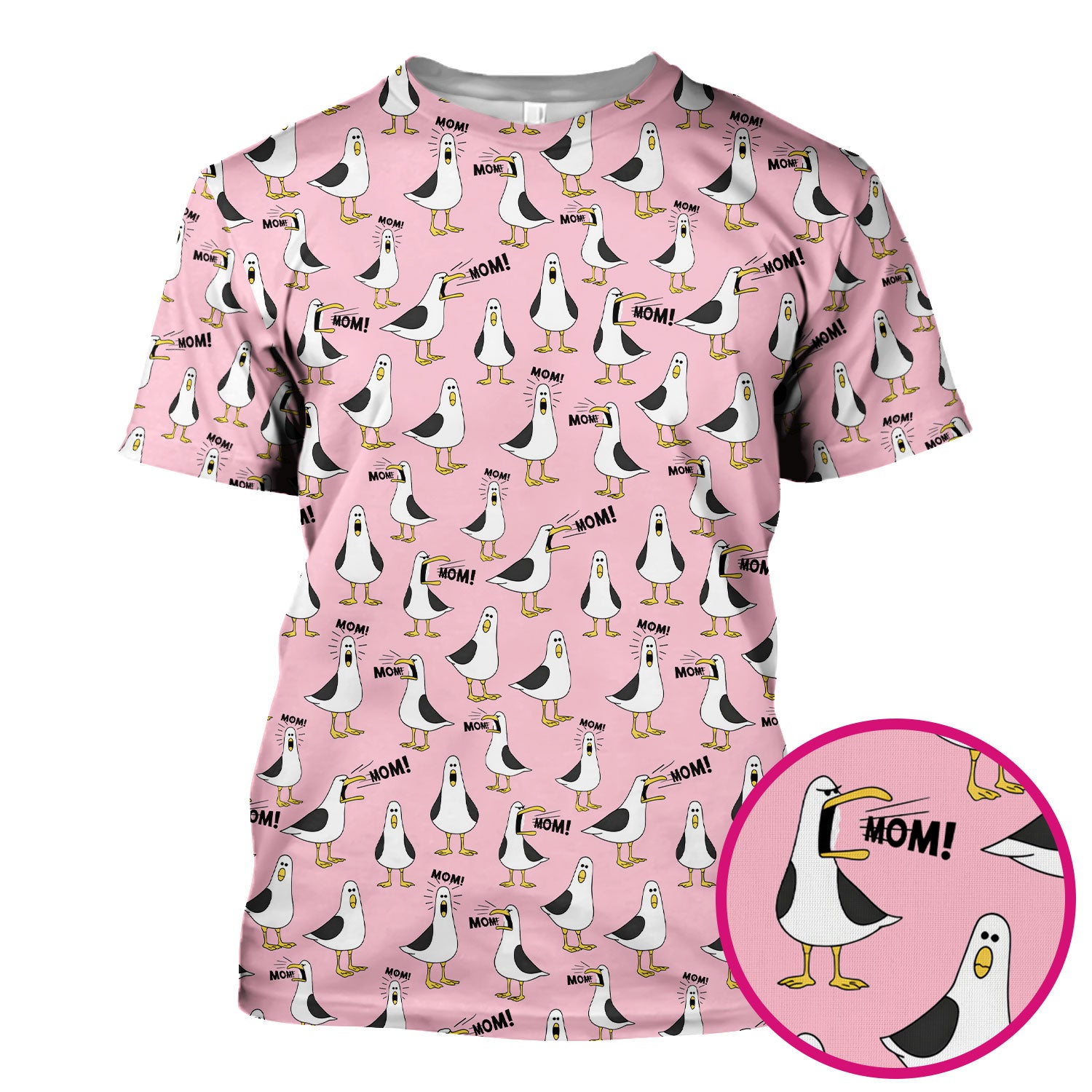 Funny Seagull Mom Seamless Pattern Scrub Top, Comfortable Scrubs for Nurses