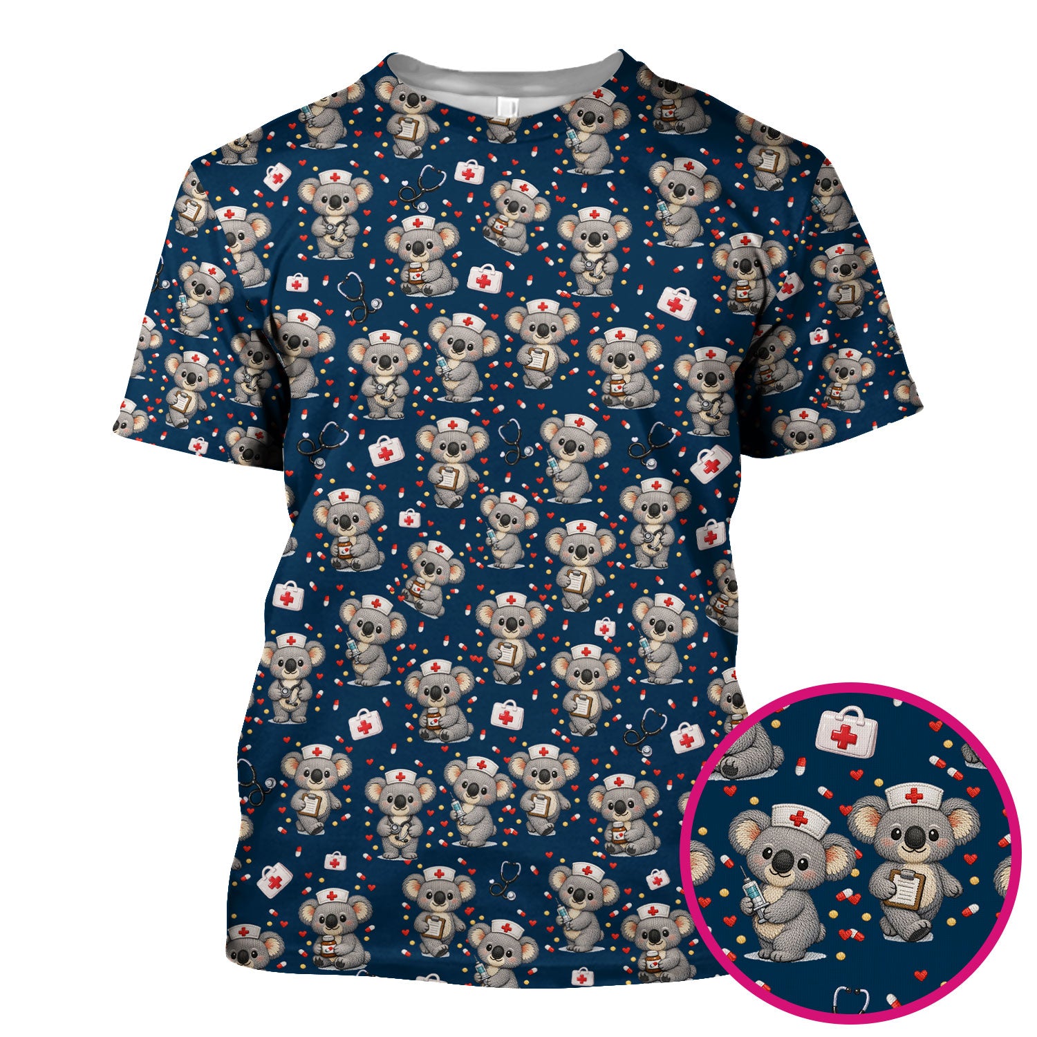 Koala Nurse Scrub Top, Cute Medical Uniform For Women, Comfortable Scrubs For Nurses