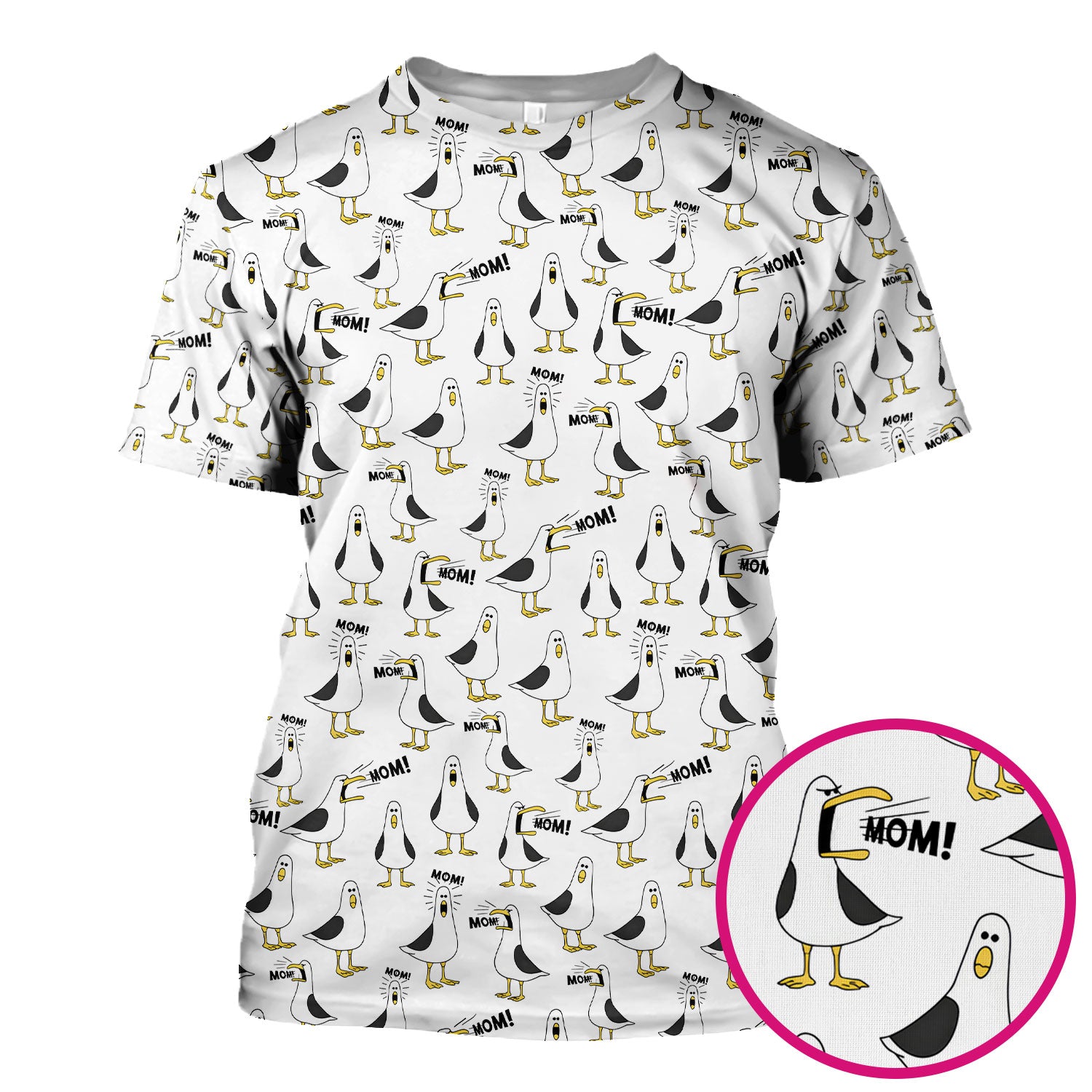 Funny Seagull Mom Seamless Pattern Scrub Top, Comfortable Scrubs for Nurses