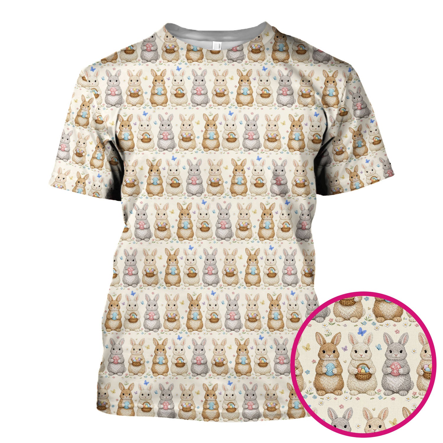 Easter Bunny Basket Pastel Print Scrubs Nurses, Breathable Fabrics Nursing Uniform