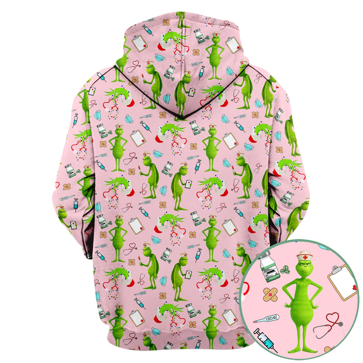 Custom Grinch Nurse Scrub Top - Funny Christmas Scrub Shirt Multi Color - Cute Holiday Nursing Workwear with Pockets