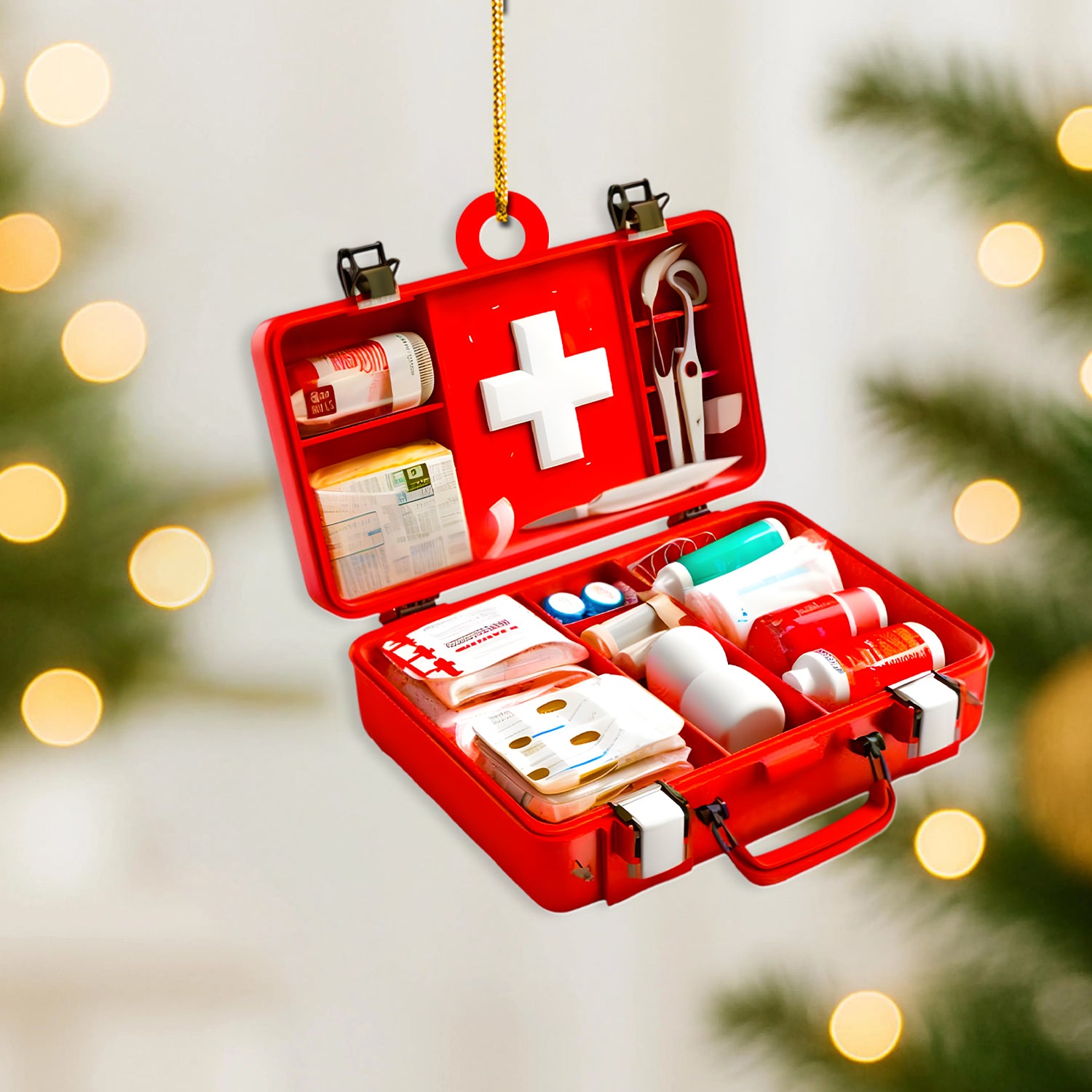 First Aid Kit Christmas Ornament, Emergency Health Kit, RN LPN CNA Healthcare Workers Gift