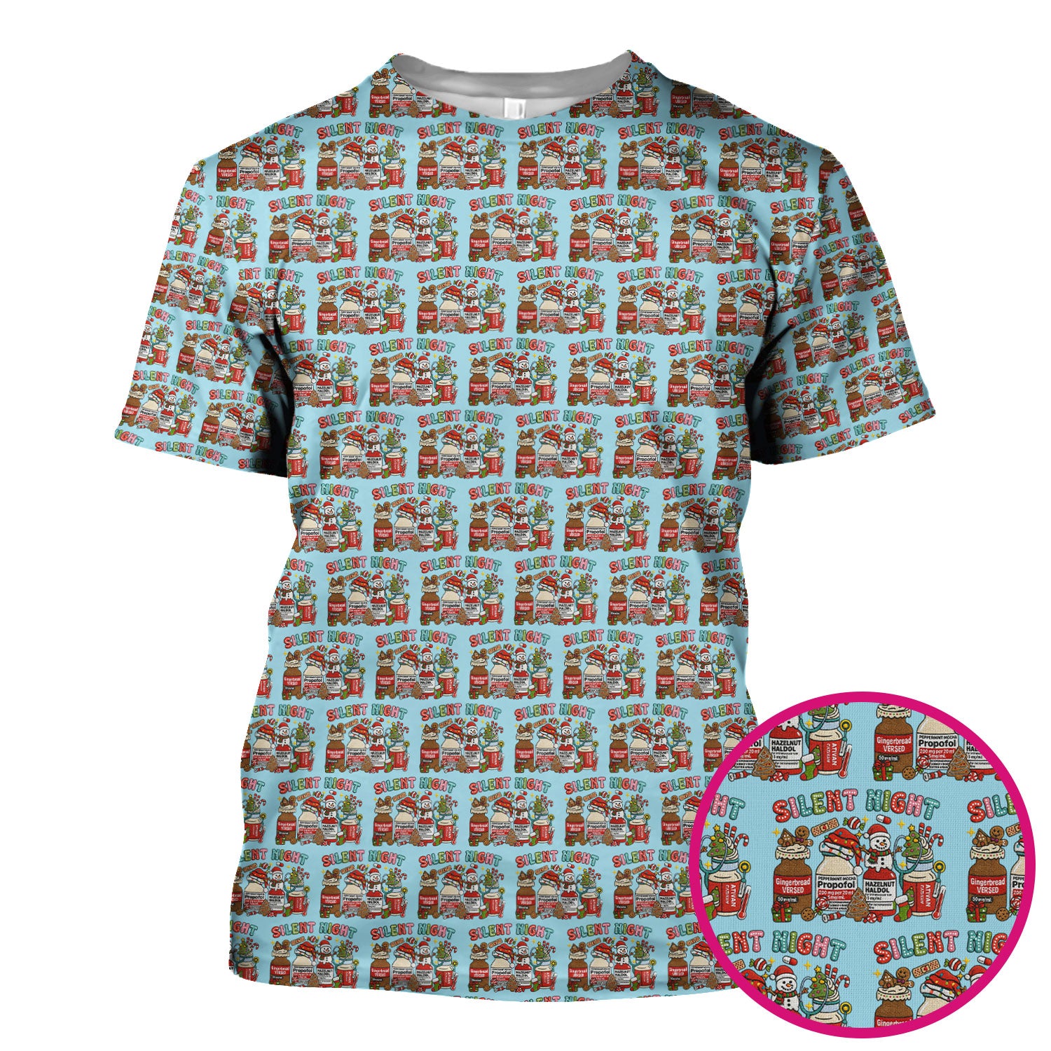 Silent Night Nurse Scrub Top, Funny Christmas Medical Scrub Shirt, Holiday Nursing Uniform