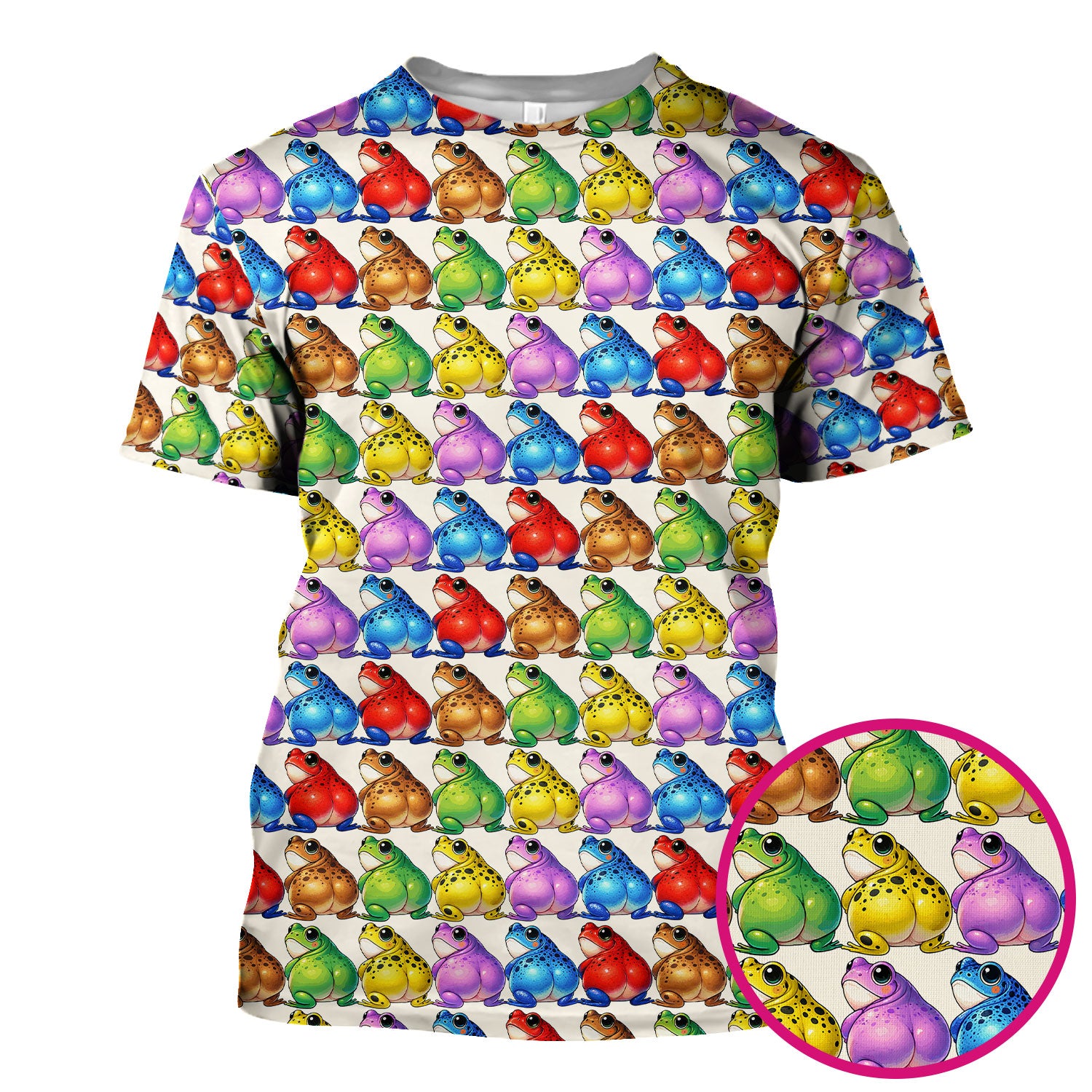 Funny Colorful Frogs Pattern Scrubs Top, Comfortable Scrubs for Nurses