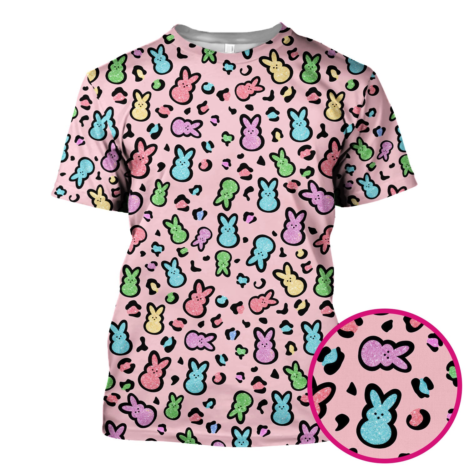 Cute Easter Bunny Pastel Pattern Scrub Top, Comfortable Scrubs for Nurses