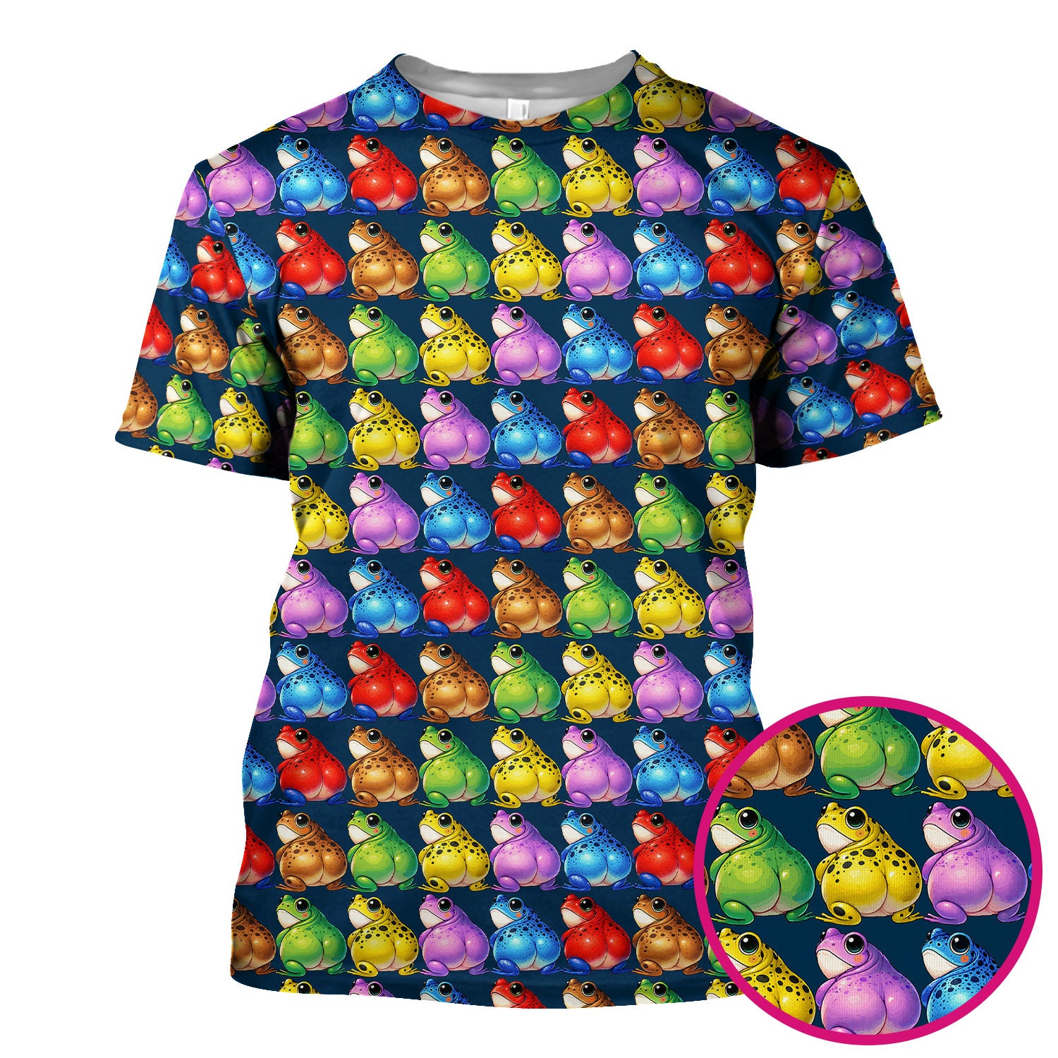 Funny Colorful Frogs Pattern Scrubs Top, Comfortable Scrubs for Nurses
