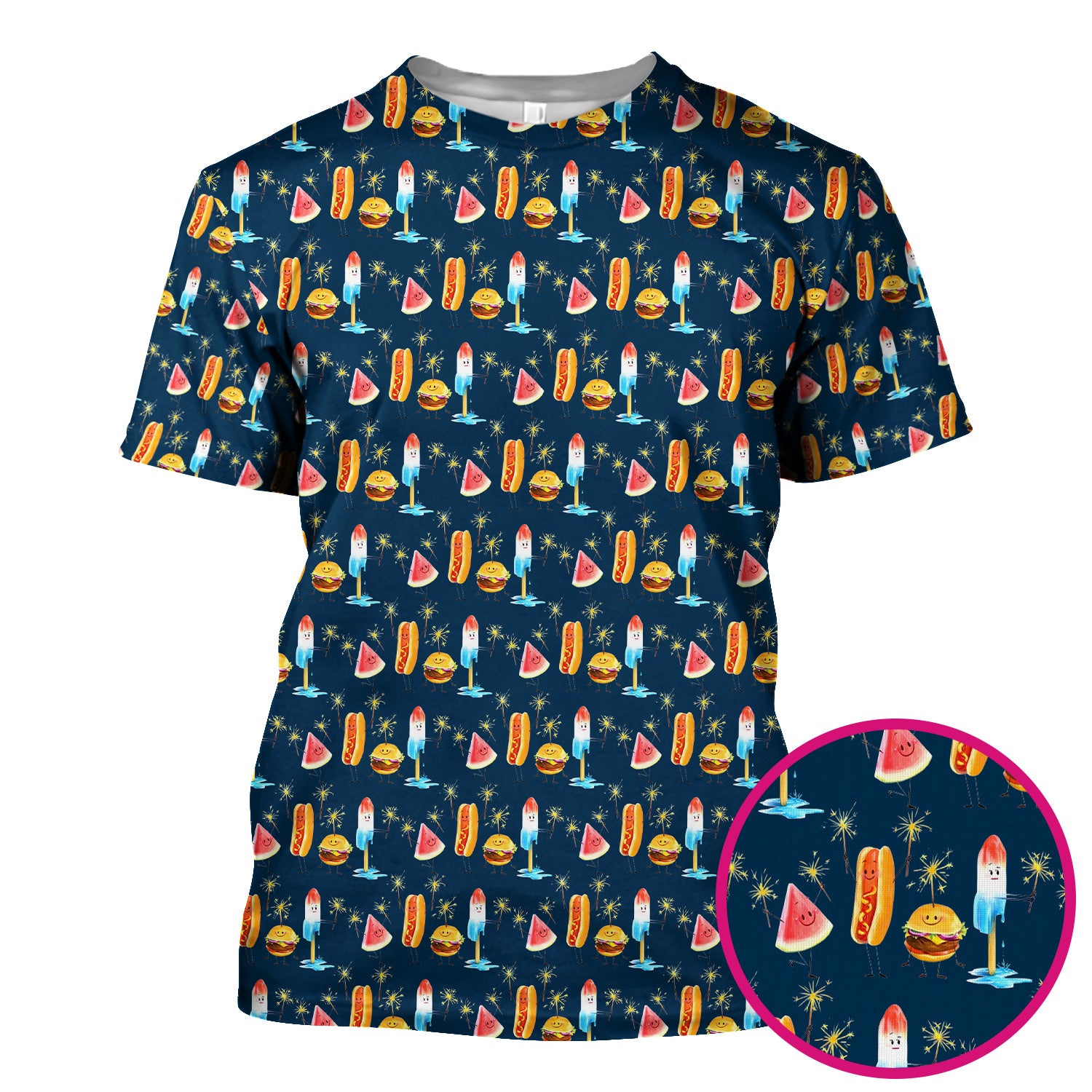 Funny Summer Food Icons Pattern Scrub Top, Comfortable Scrubs for Nurses