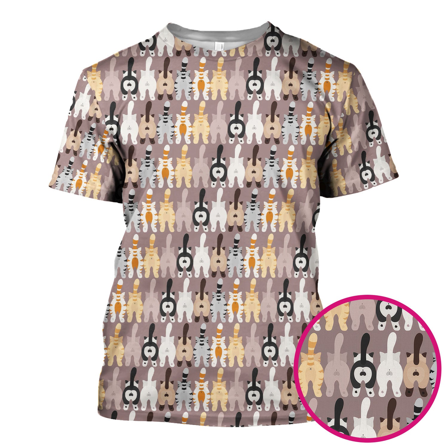 Cute Cat Butt Pattern Scrub Top, Funny Cat Nursing Shirt, Comfortable Scrubs For Nurses