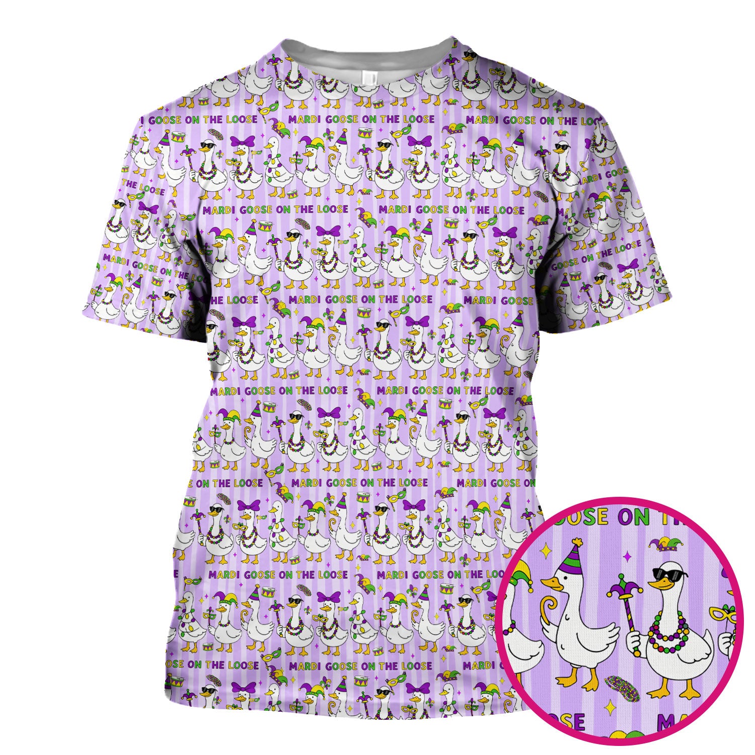 Mardi Gras Goose Nurse Scrub Top, Funny Carnival Medical Pattern Nurse Shirt, Breathable Fabrics Nursing Uniform