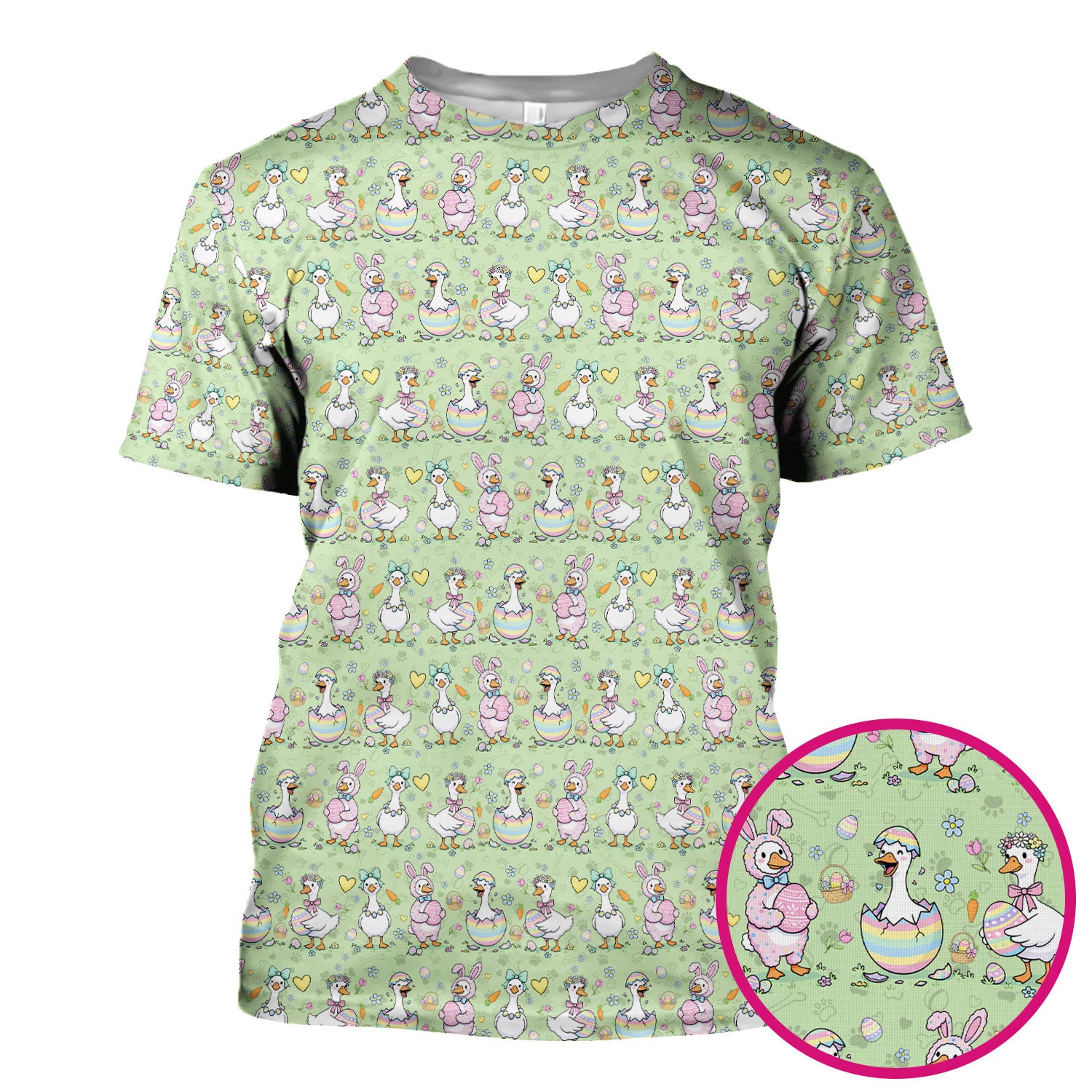 Pastel Easter Goose Bunny Egg Pattern Scrub Top, Comfortable Scrubs for Nurses