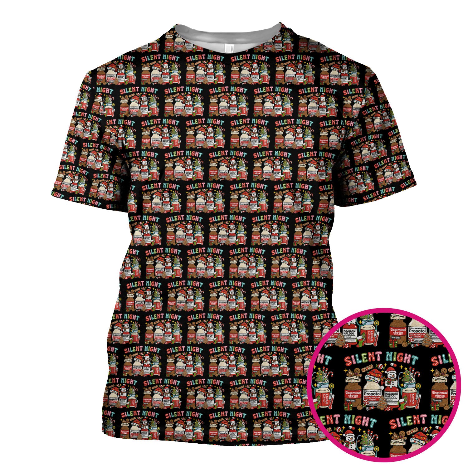 Silent Night Nurse Scrub Top, Funny Christmas Medical Scrub Shirt, Holiday Nursing Uniform