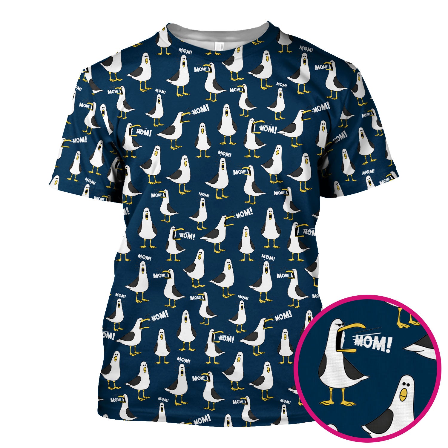 Funny Seagull Mom Seamless Pattern Scrub Top, Comfortable Scrubs for Nurses
