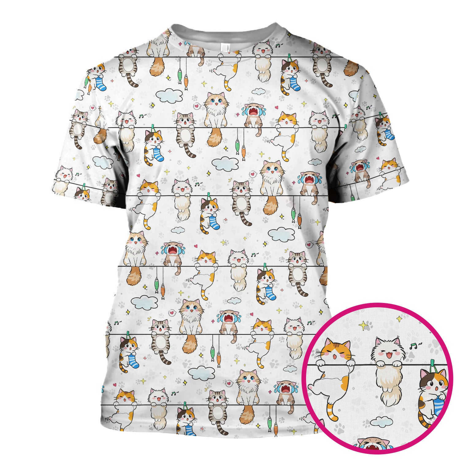 Funny Cats With Cute Expressions Pattern Scrubs Top, Comfortable Scrubs for Nurses