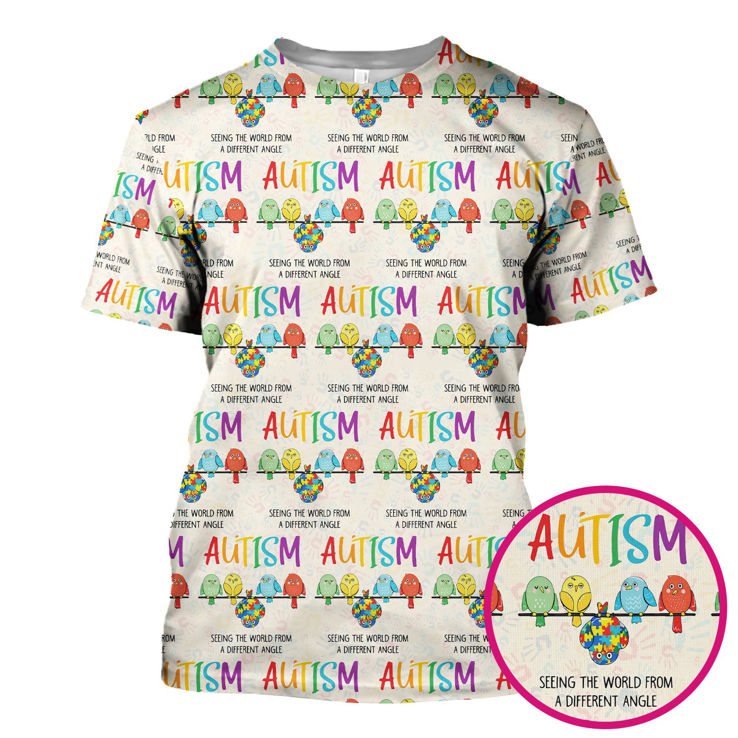 Autism Seeing The World From A Different Angle Birds Scrub Top ,Comfortable Scrubs for Nurses