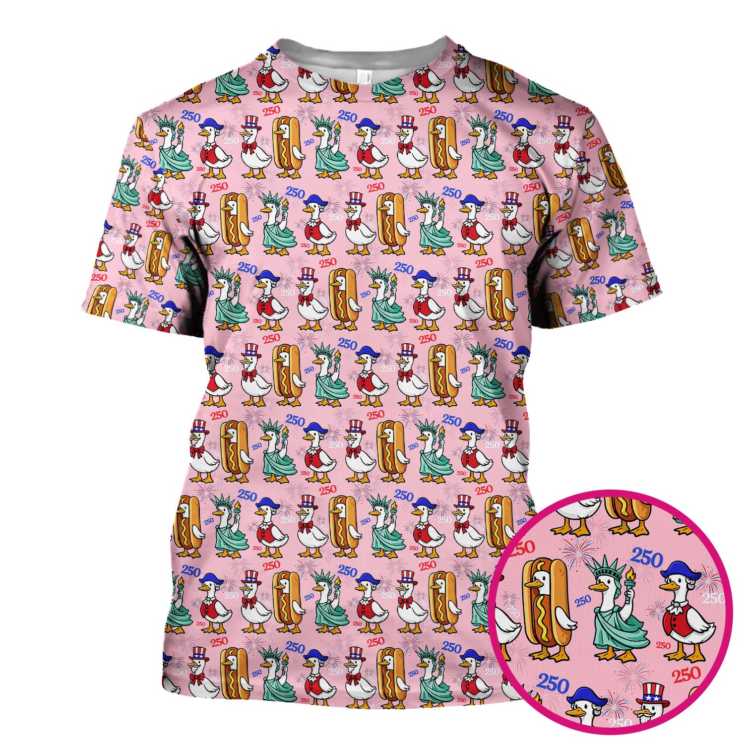 Patriotic Duck Independence Day Pattern Scrub Top, Breathable Healthcare Uniform Top