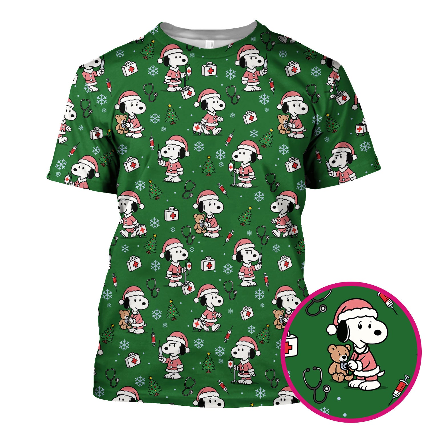 Snoopy Holiday Scrubs Top Multi Colors - Funny Xmas Nurse Shirt Women - Cute Christmas Scrub Top Gift for Healthcare Workers