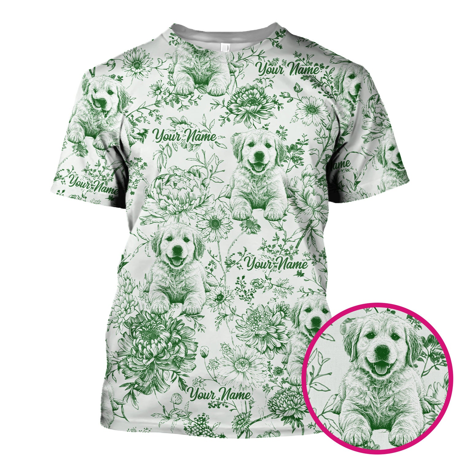 Personalized Custom Pet Photo Name Floral Pattern Scrub Top, Breathable Fabrics Nursing Uniform