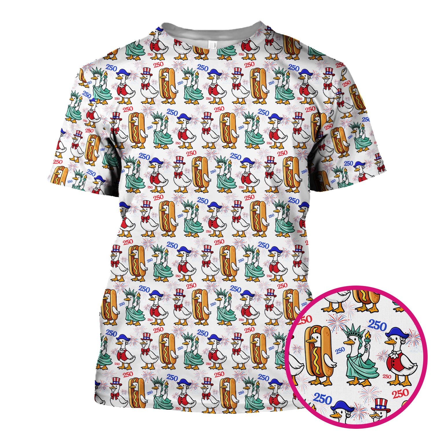 Patriotic Duck Independence Day Pattern Scrub Top, Breathable Healthcare Uniform Top
