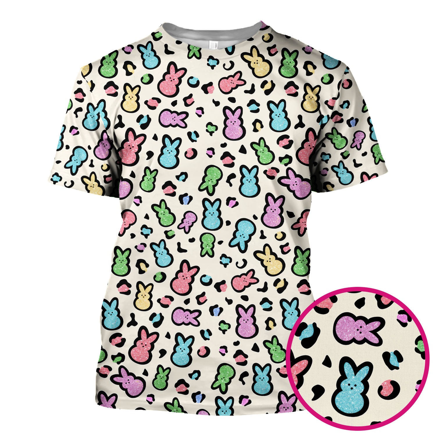 Cute Easter Bunny Pastel Pattern Scrub Top, Comfortable Scrubs for Nurses