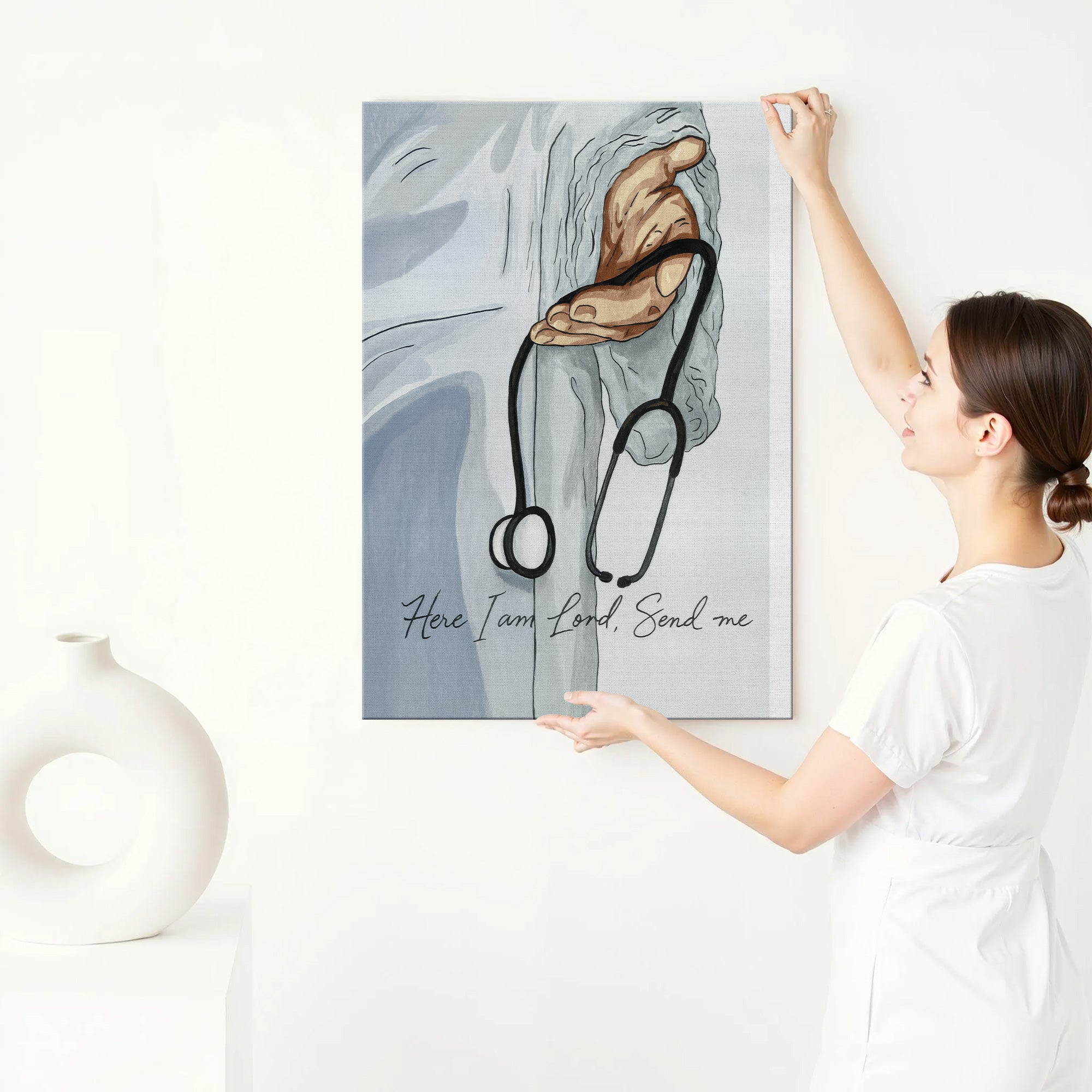 Christian Nurse Faith Canvas, Christian Nurse Faith Canvas Bible Verse, RN LPN & Healthcare Workers Gift