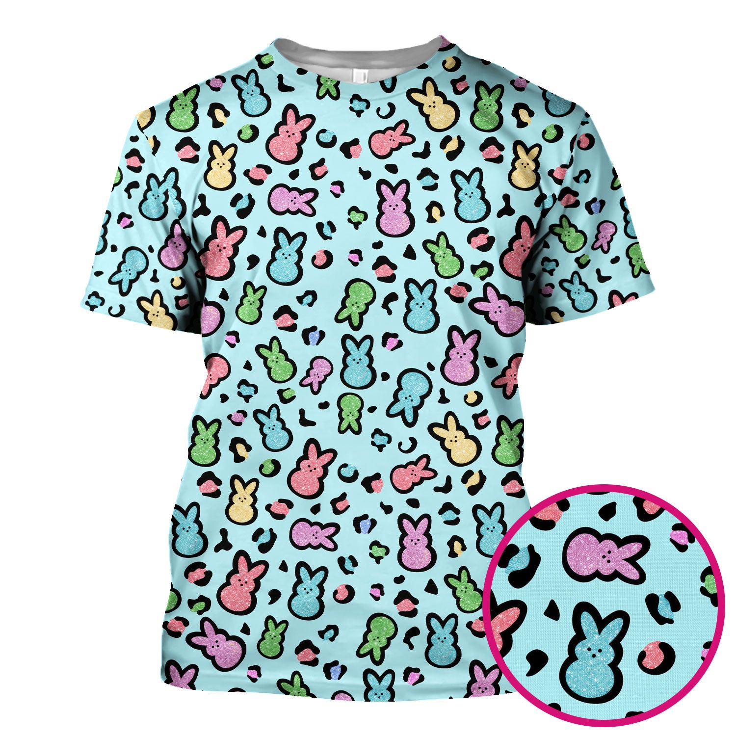 Cute Easter Bunny Pastel Pattern Scrub Top, Comfortable Scrubs for Nurses