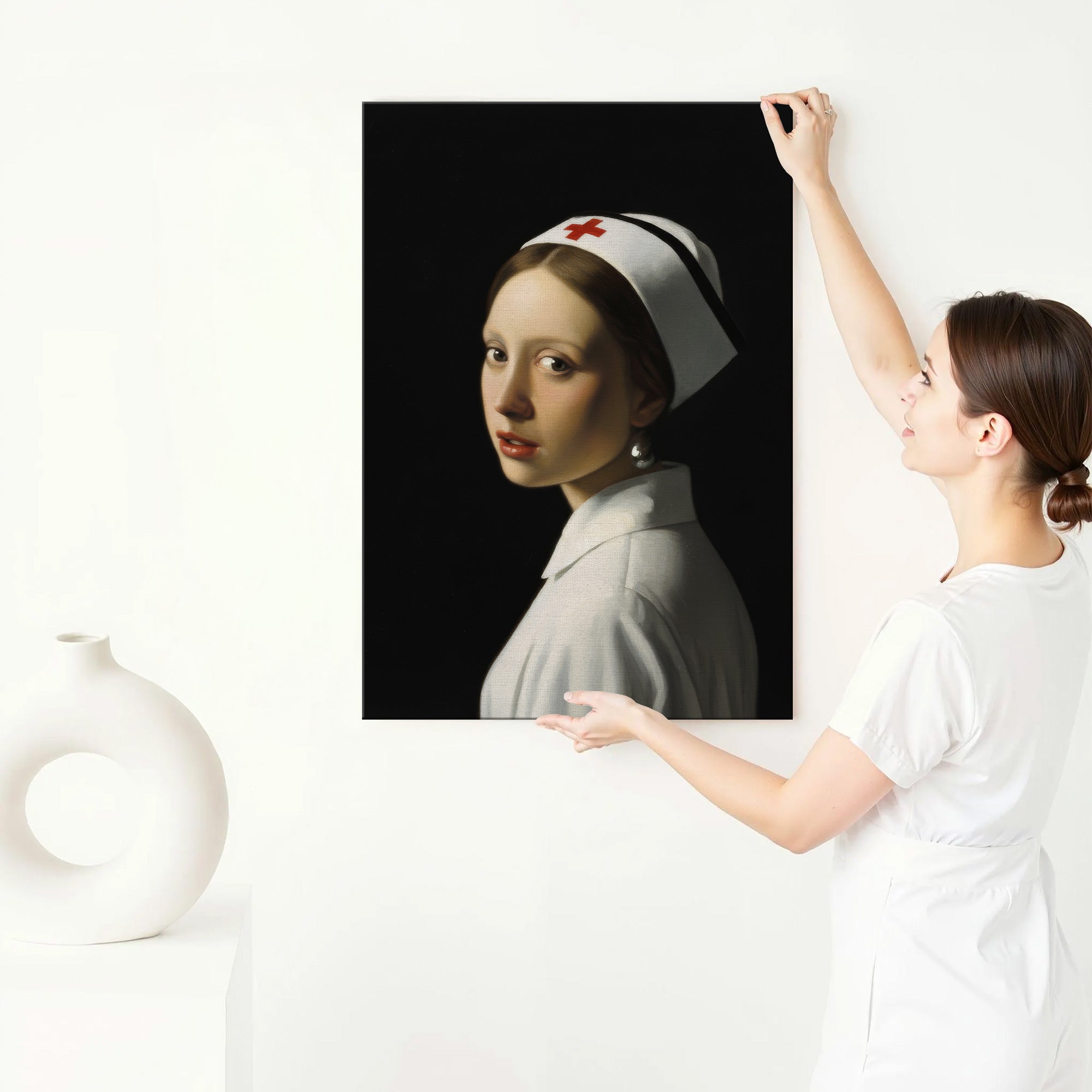 Nurse with a Pearl Earring Parody Canvas, Nurse with a Pearl Earring Parody Canvas, RN LPN CNA Gift