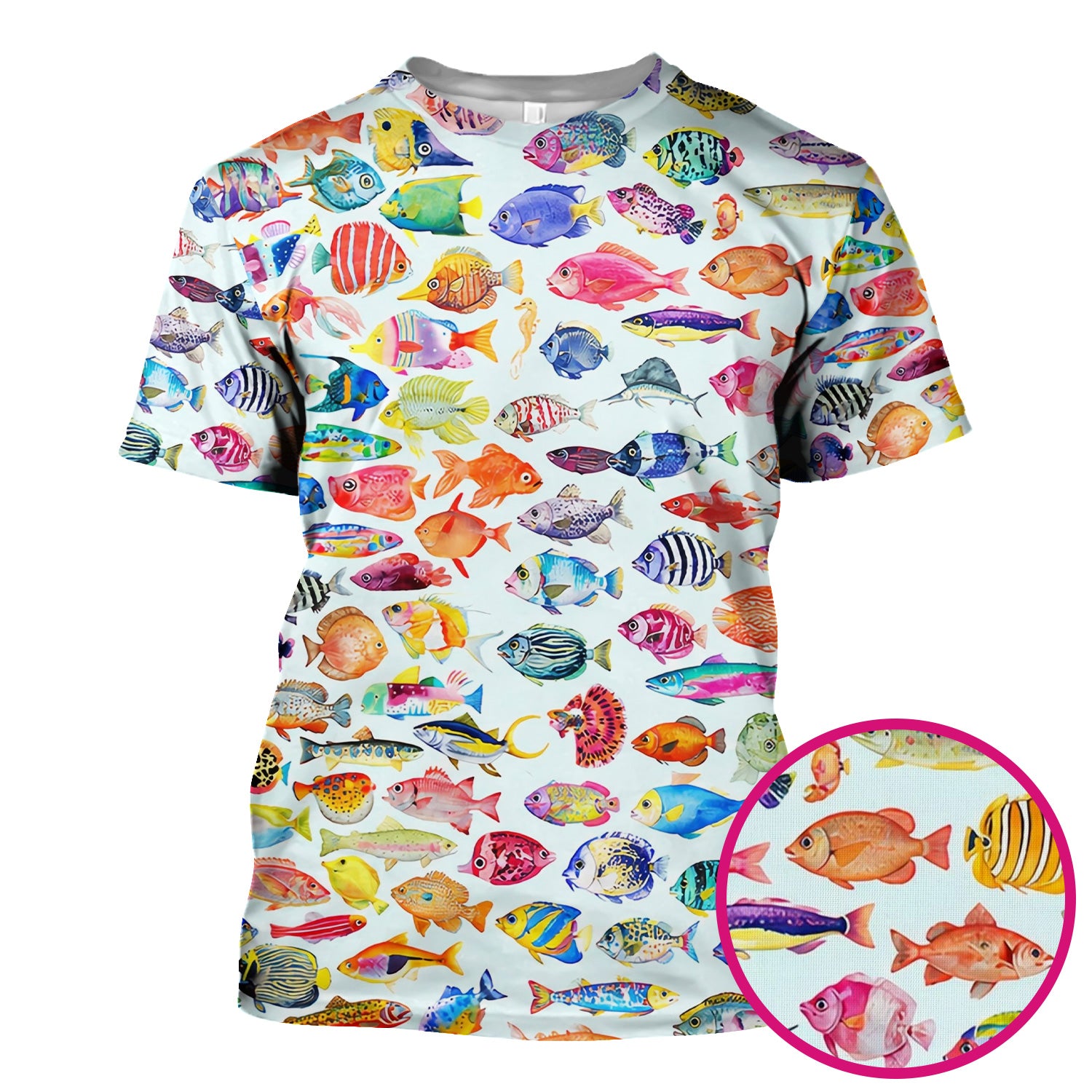Colorful Tropical Fish Print Scrub Top, Comfortable Scrubs for Nurses