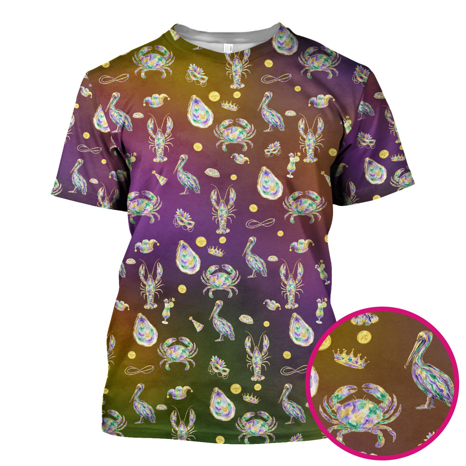 Mardi Gras Seafood Nurse Scrub Top, Comfortable Uniform Scrubs For Nursing
