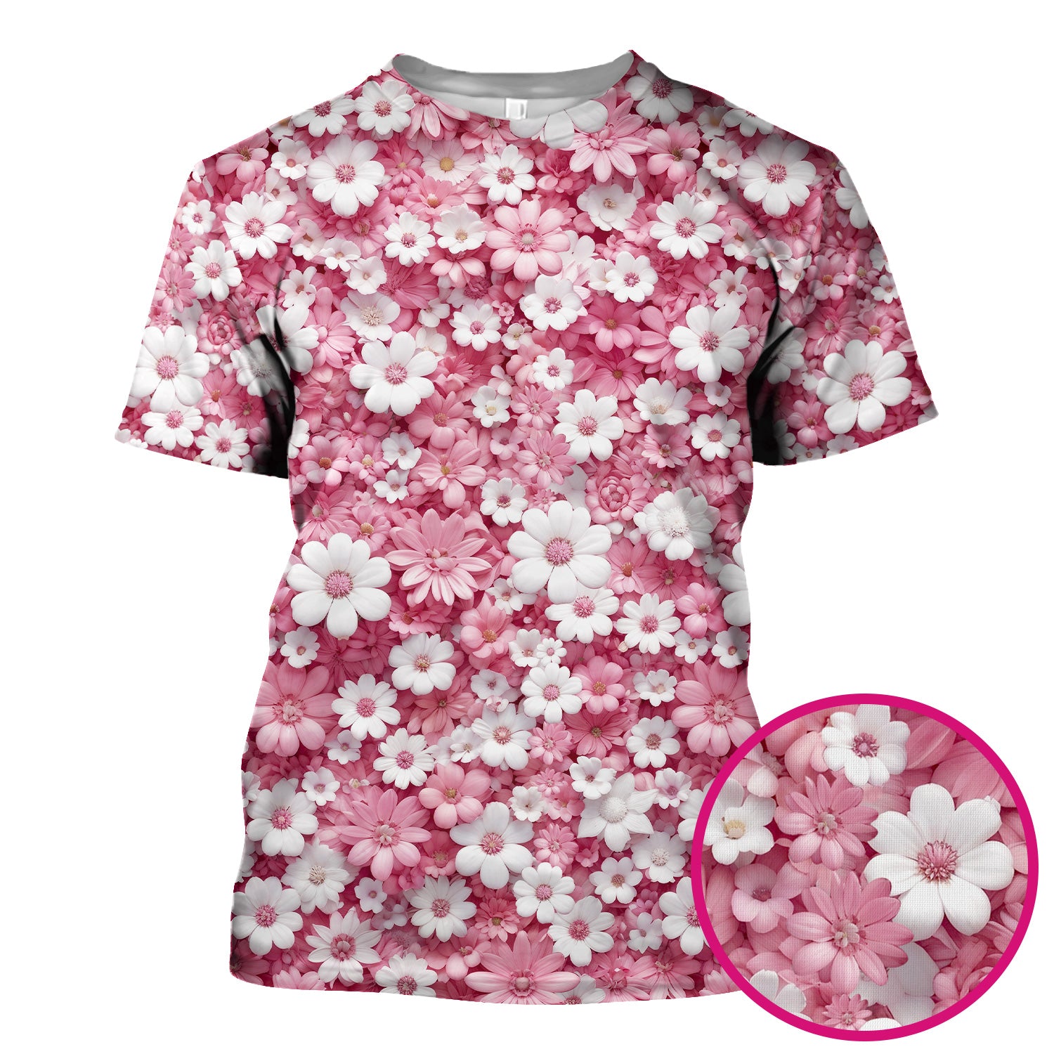 Cute Daisy Flower Bloom Pattern Scrub Top, Breathable Fabrics Nursing Uniform