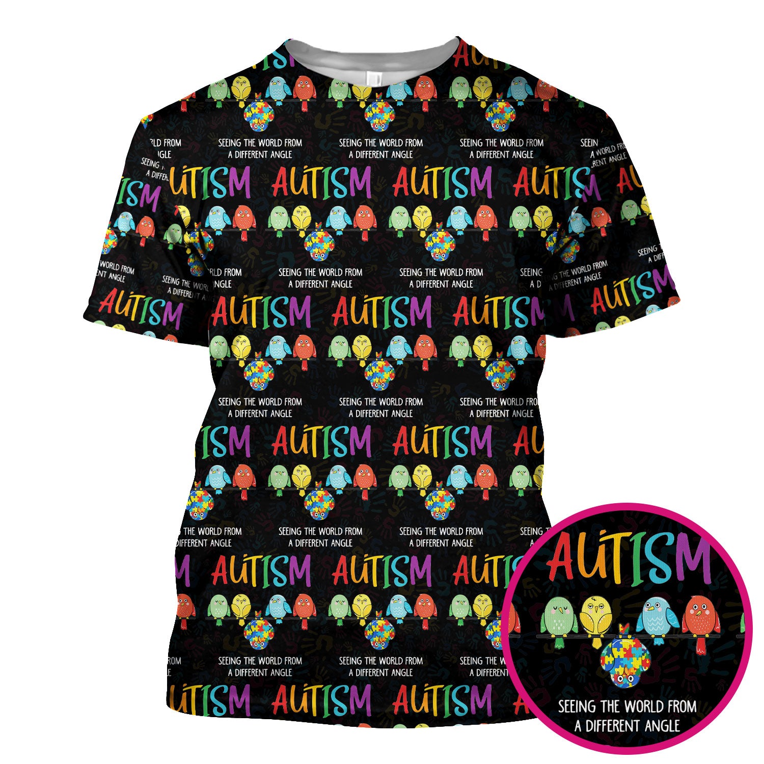 Autism Seeing The World From A Different Angle Birds Scrub Top ,Comfortable Scrubs for Nurses