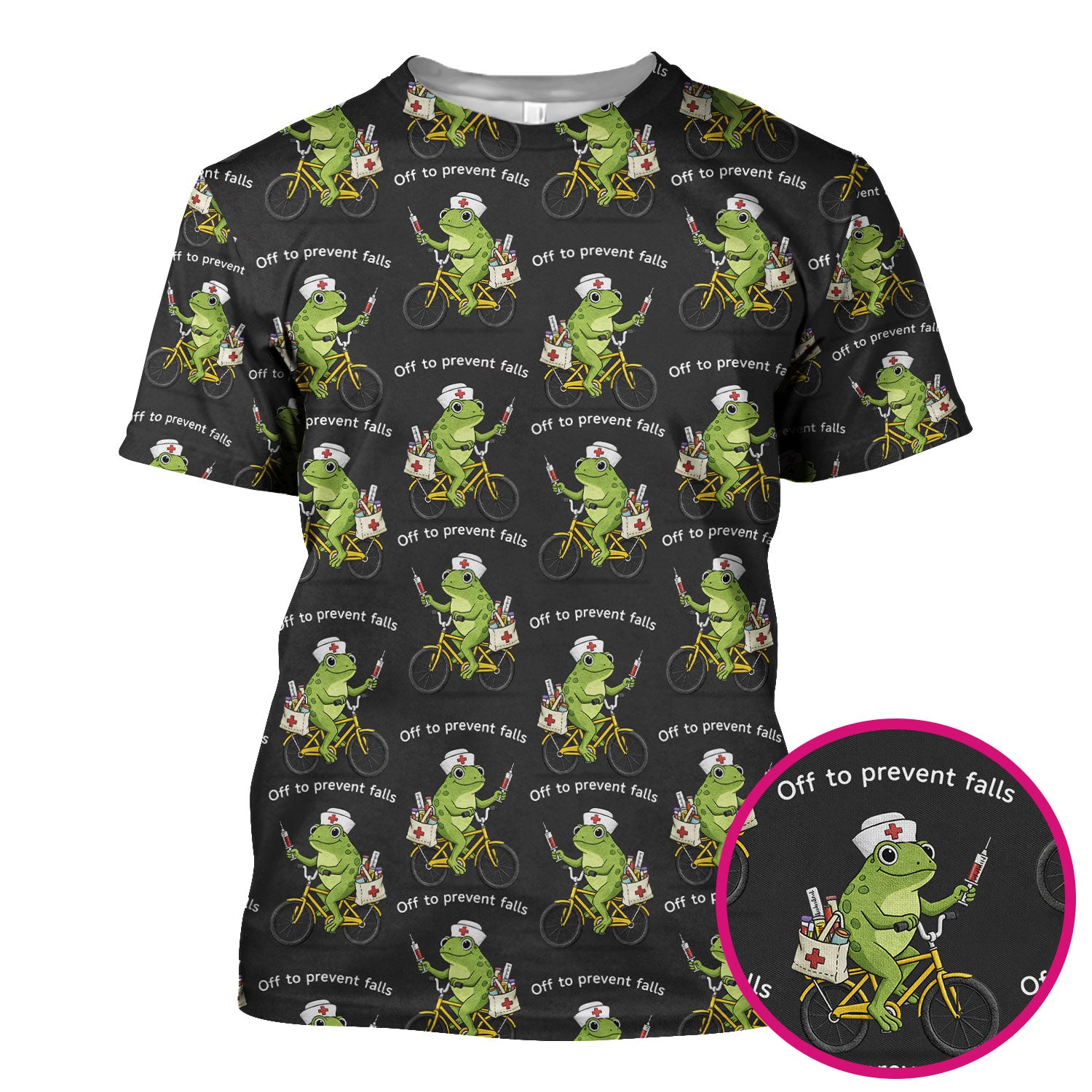 Cute Frog Riding Bike With Funny Quote Scrub Top, Comfortable Scrubs for Nurses