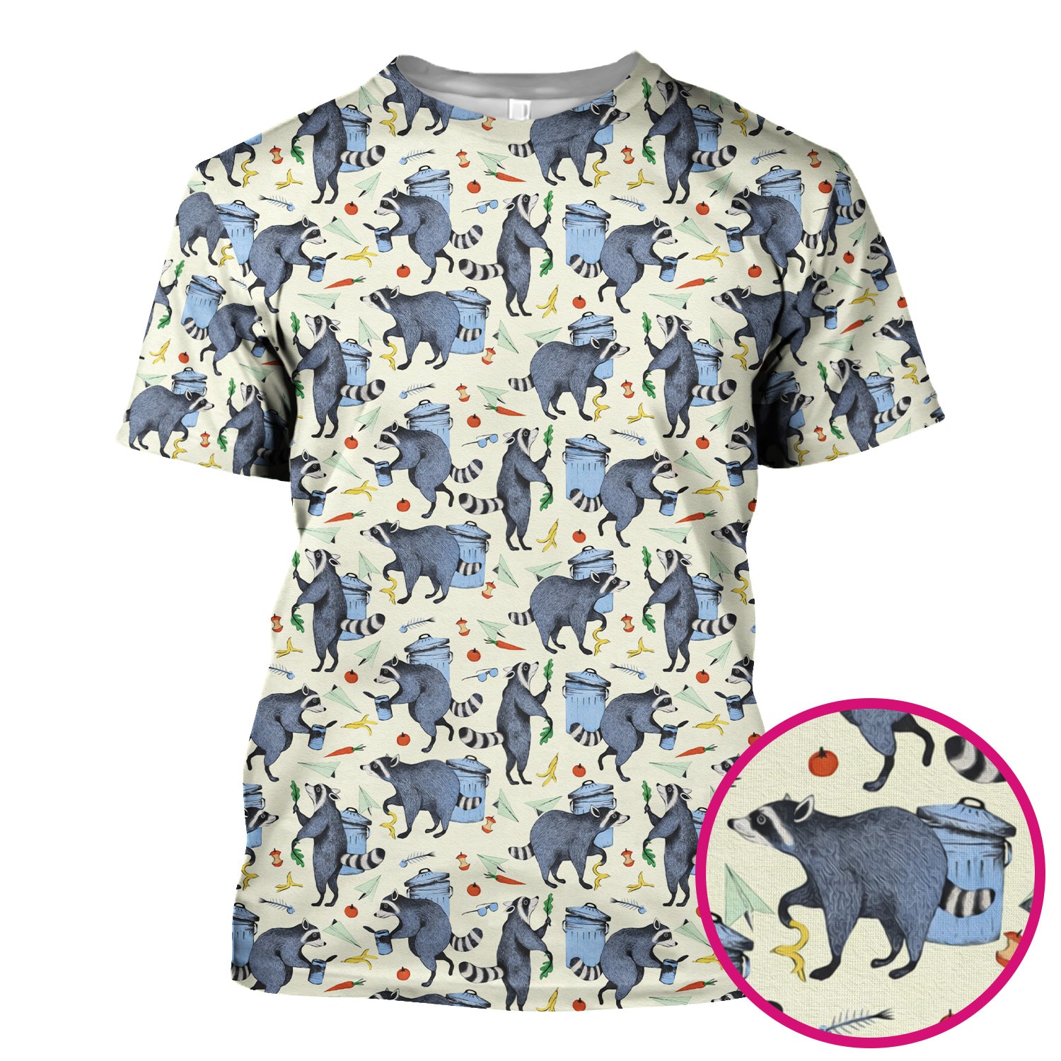 Funny Nurse Raccoon Eating Trash Banana Scrub Top, Breathable Fabrics Nursing Uniform
