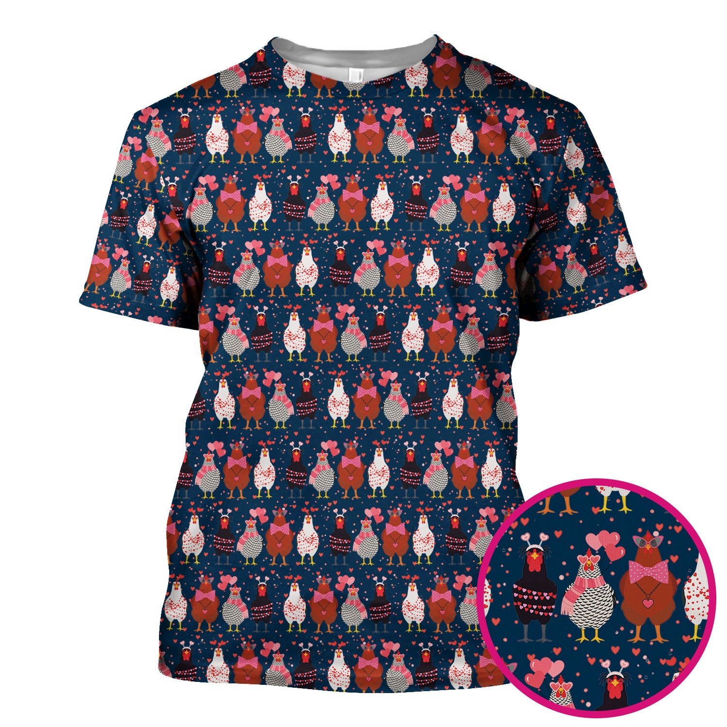 Funny Chicken Valentine Scrub Top, Chicken Pattern Scrub Shirt For Nursing, Valentine Gift For Nurse