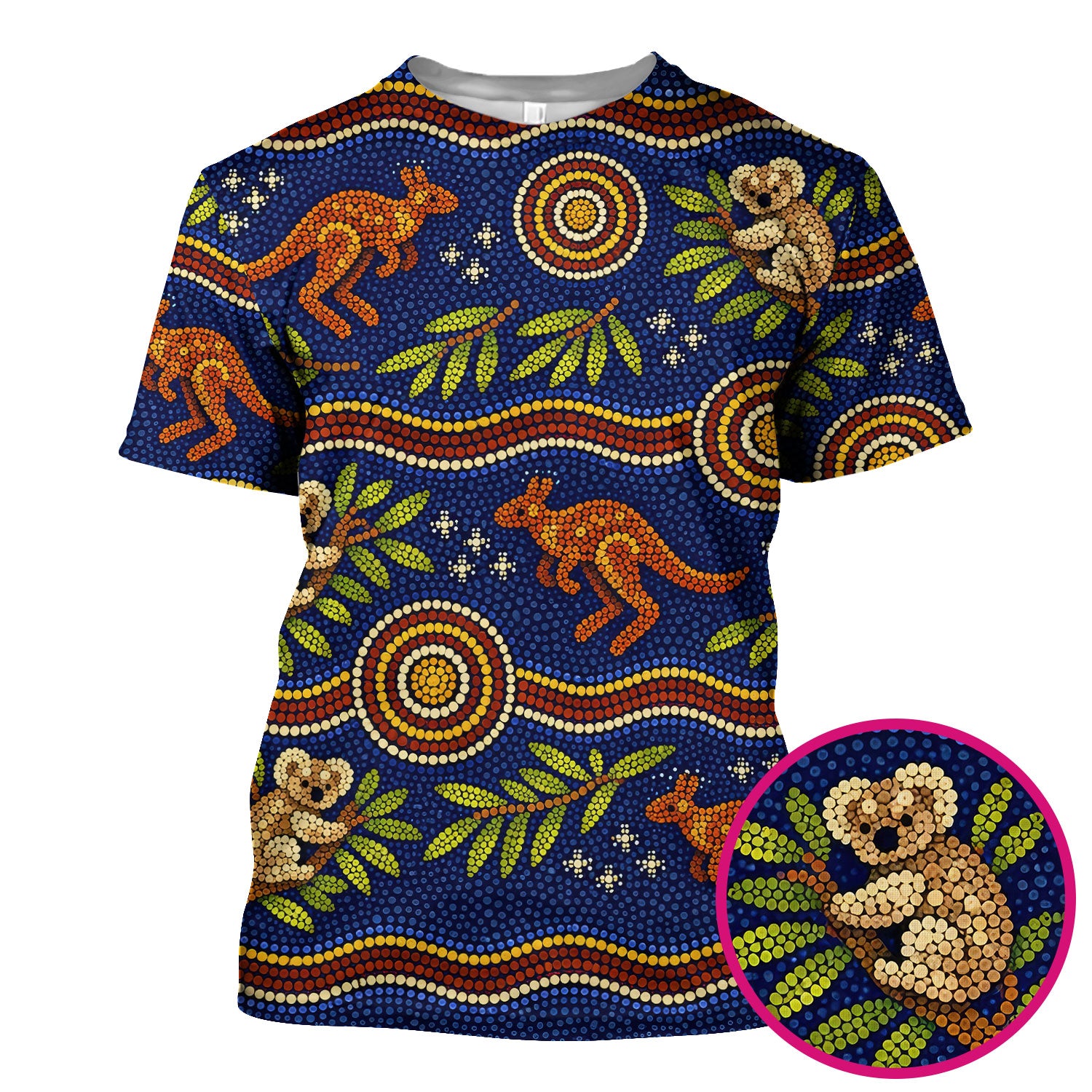 Australian Aboriginal Dot Art Scrub Top, Kangaroo ANd Koala Pattern Nurse Shirt, Breathable Fabrics Nursing Uniform