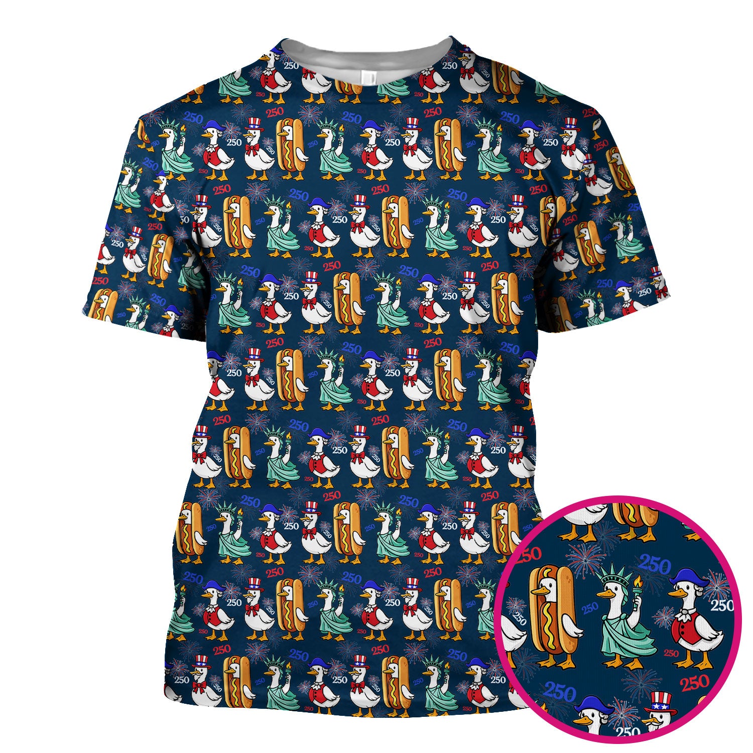 Patriotic Duck Independence Day Pattern Scrub Top, Breathable Healthcare Uniform Top