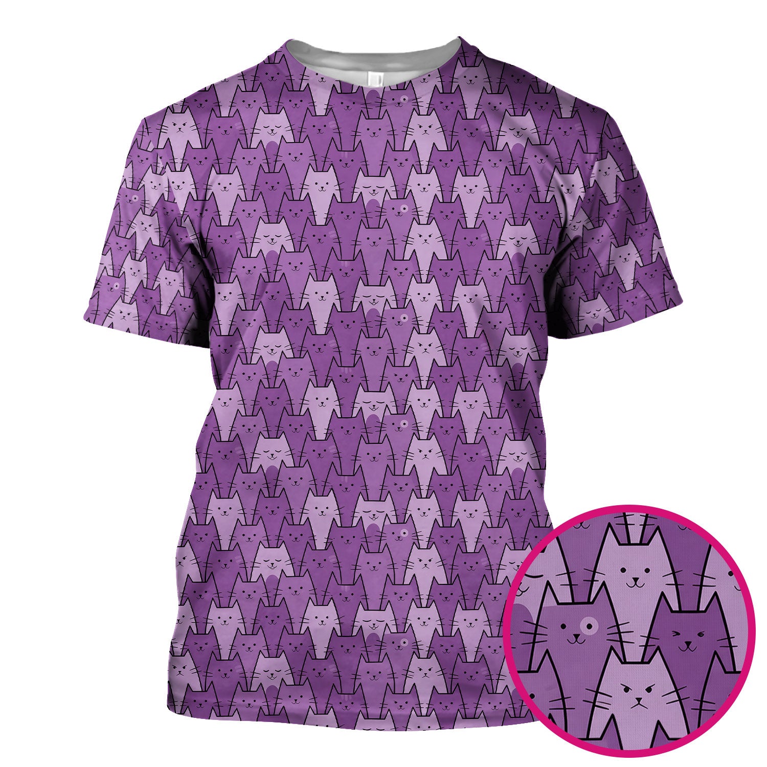 Cute Purple Cats Pattern Scrubs Top, Comfortable Scrubs for Nurses