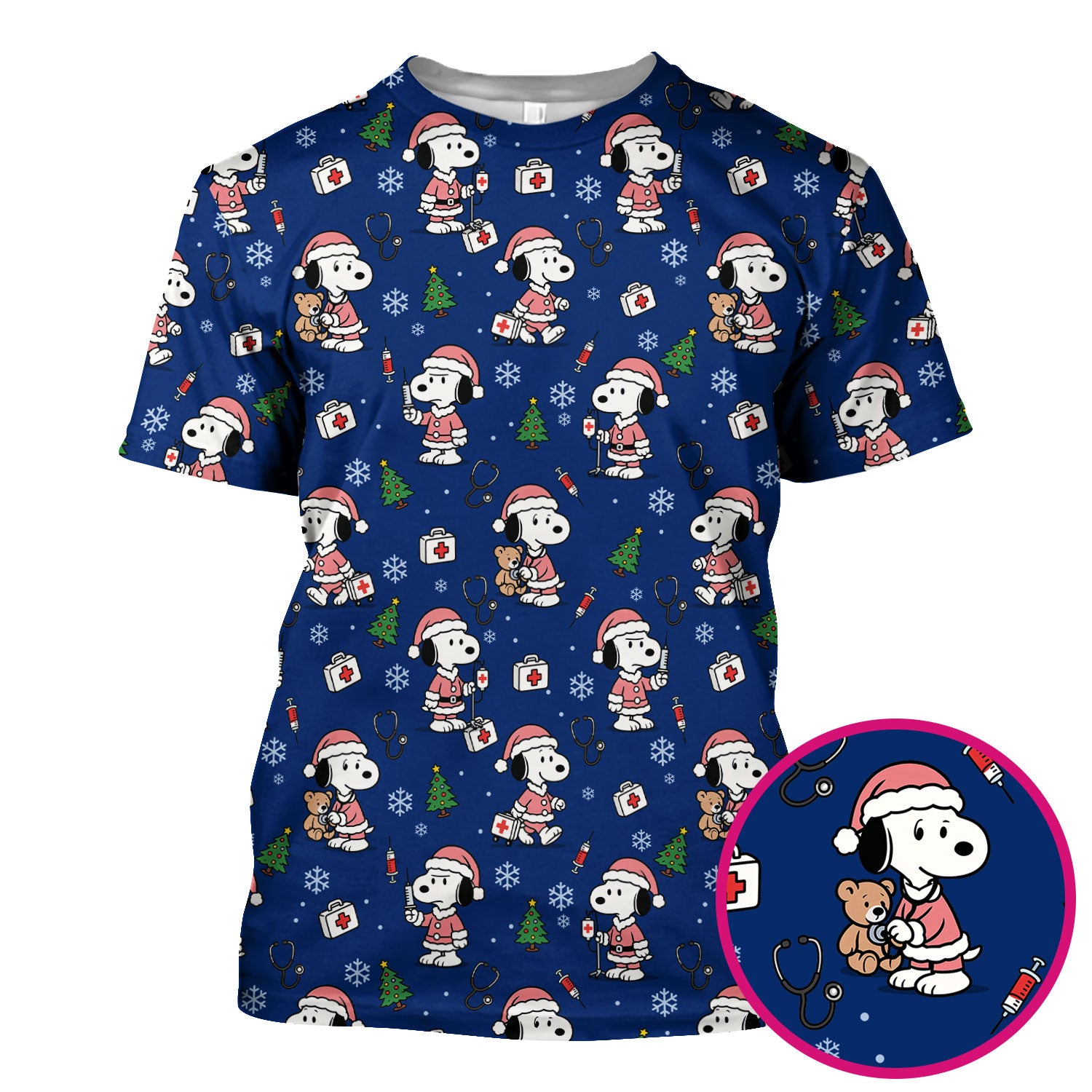 Snoopy Holiday Scrubs Top Multi Colors - Funny Xmas Nurse Shirt Women - Cute Christmas Scrub Top Gift for Healthcare Workers