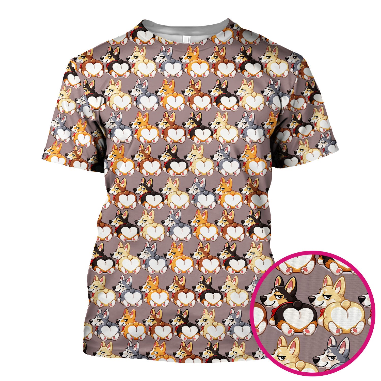 Funny Corgi Cartoon Pattern Scrub Top, Comfortable Scrubs for Nurses