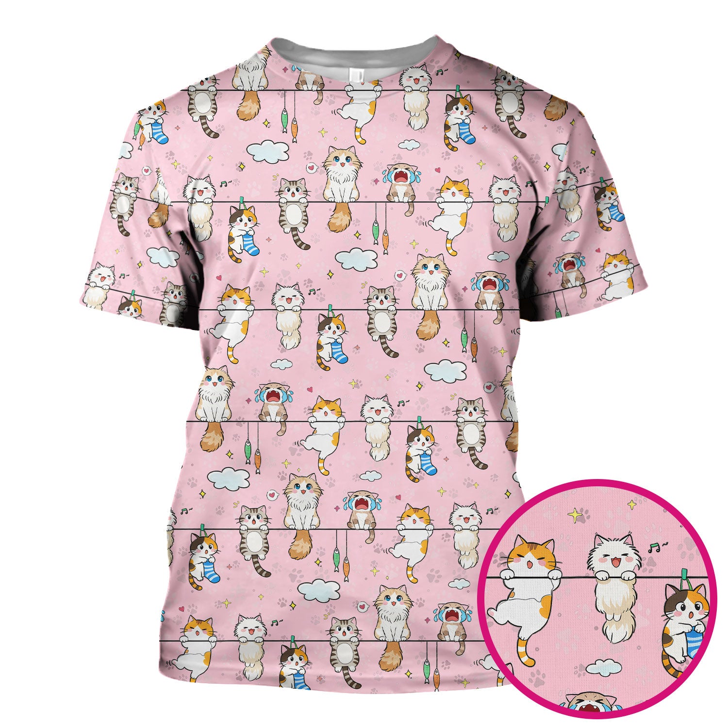 Funny Cats With Cute Expressions Pattern Scrubs Top, Comfortable Scrubs for Nurses