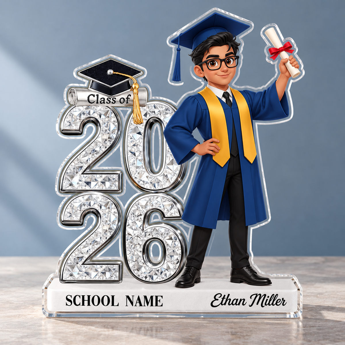 Personalized Class of 2026 Graduation Girl Acrylic Plaque – Custom Name & School Graduation Gift
