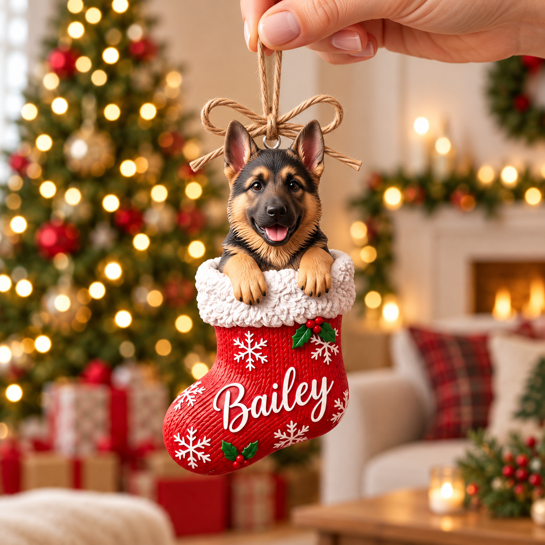 Personalized Pet Stocking Christmas Ornament – Custom Pet Photo & Name Gift