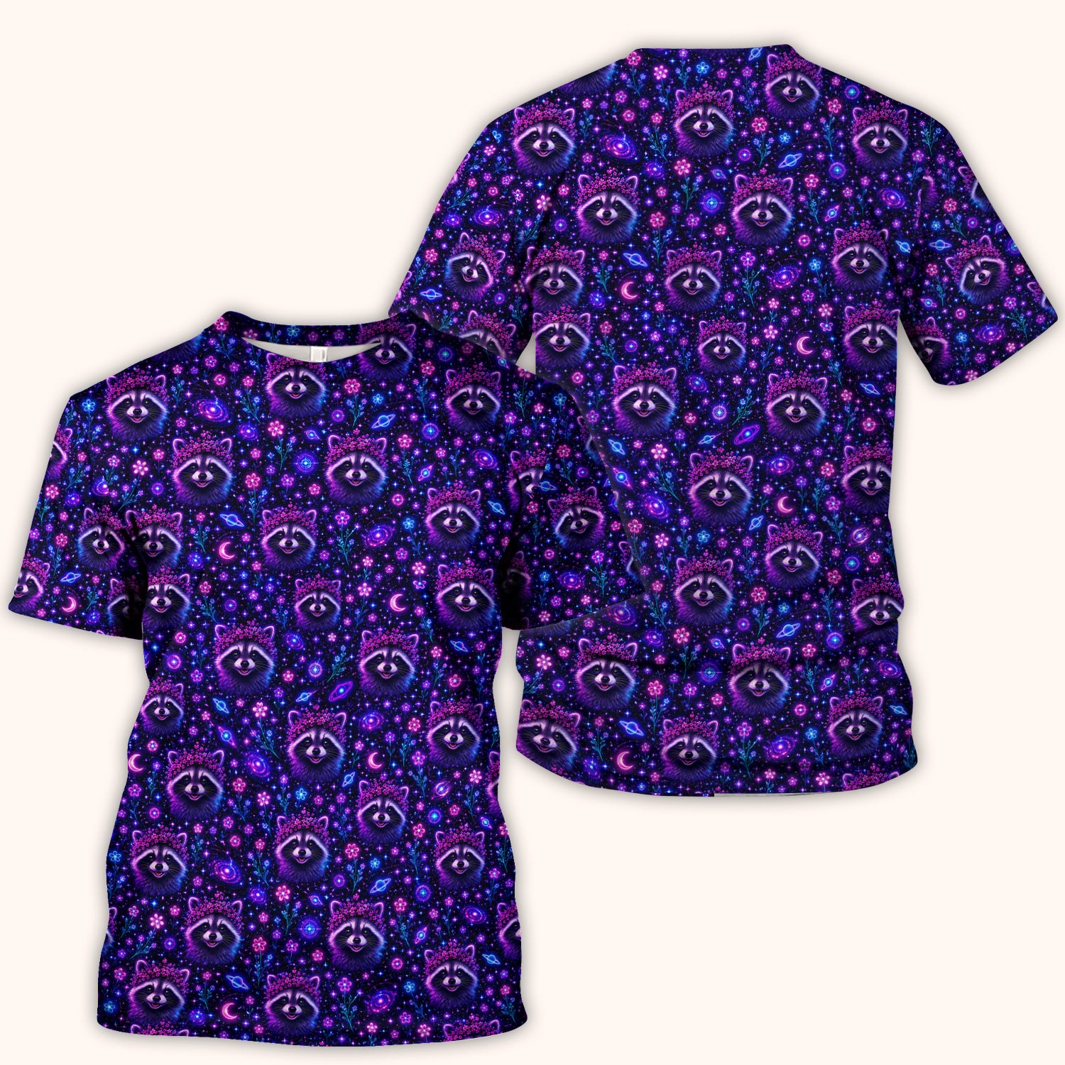 Galaxy Raccoon Nurse Pattern Scrub Top, Comfortable Scrubs for Nurses
